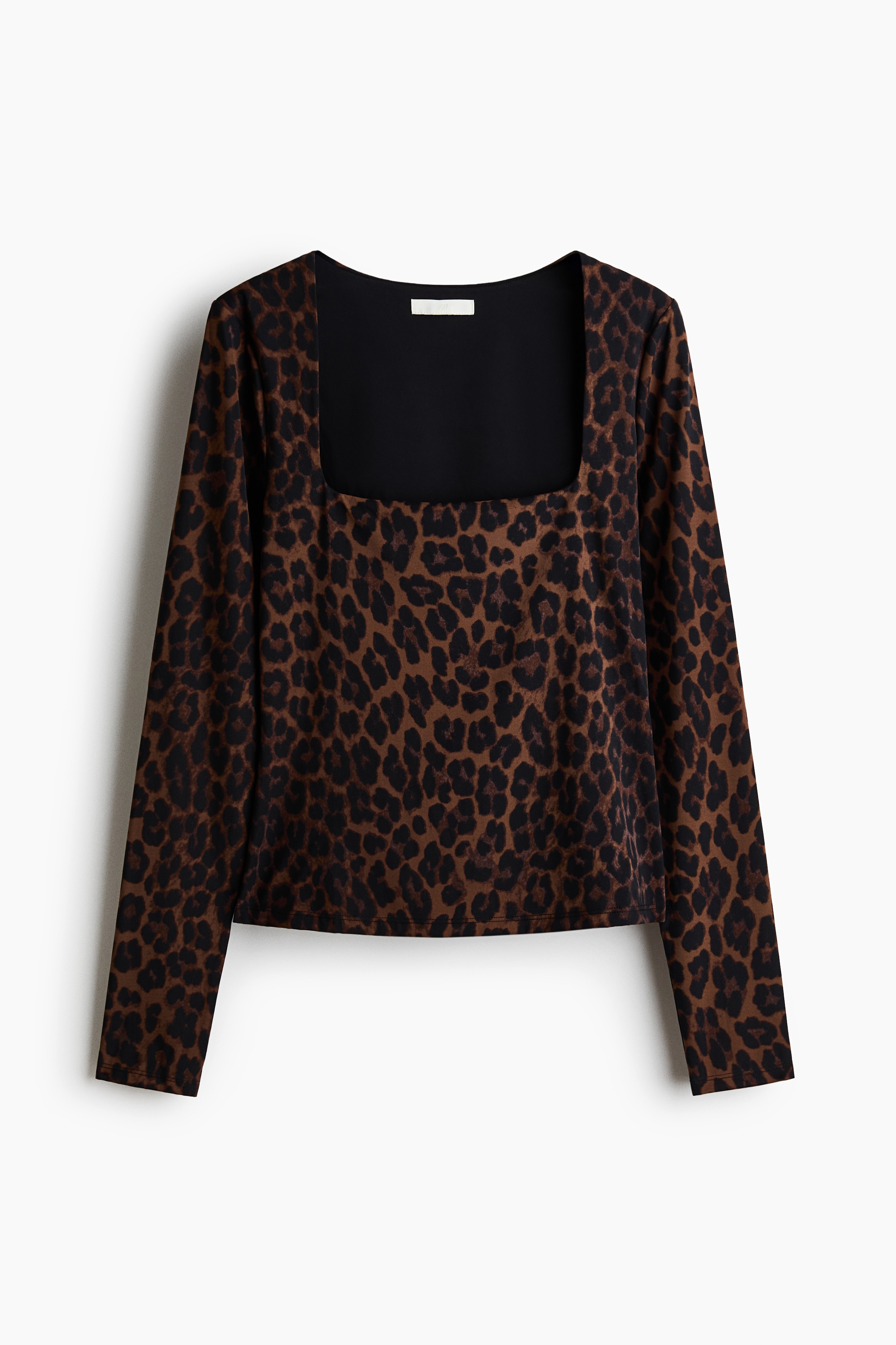 Square-neck Ponte di Roma top - Dark brown/Leopard print/Black/Dark grey