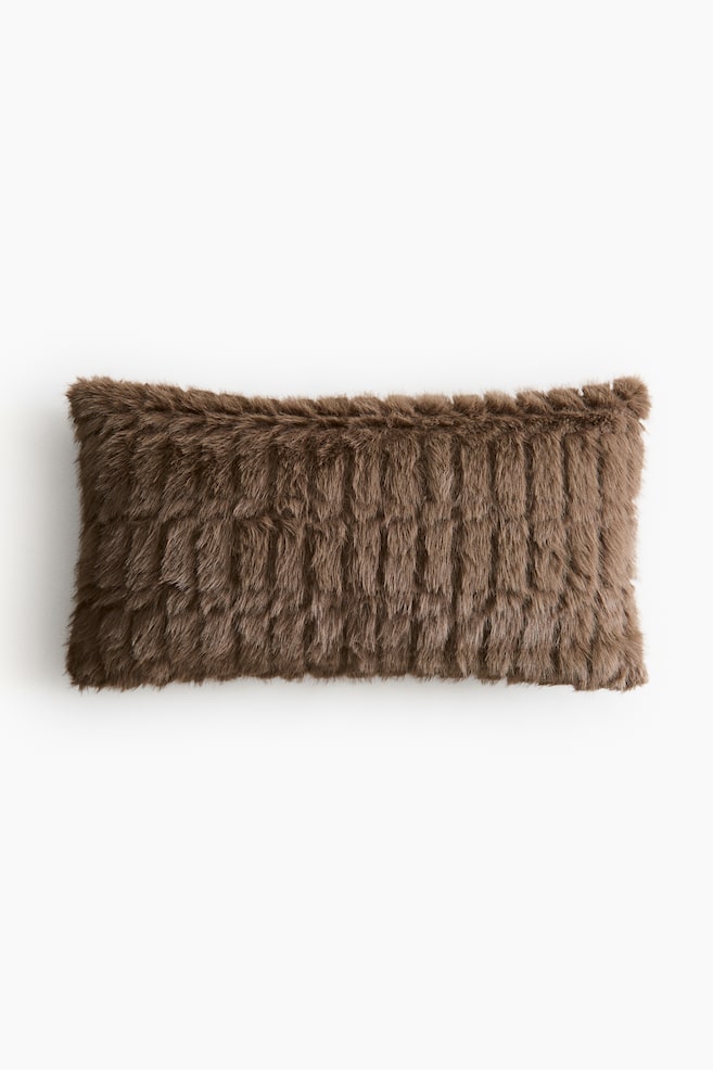 Fluffy Cushion Cover - Dark taupe/Cream - 1