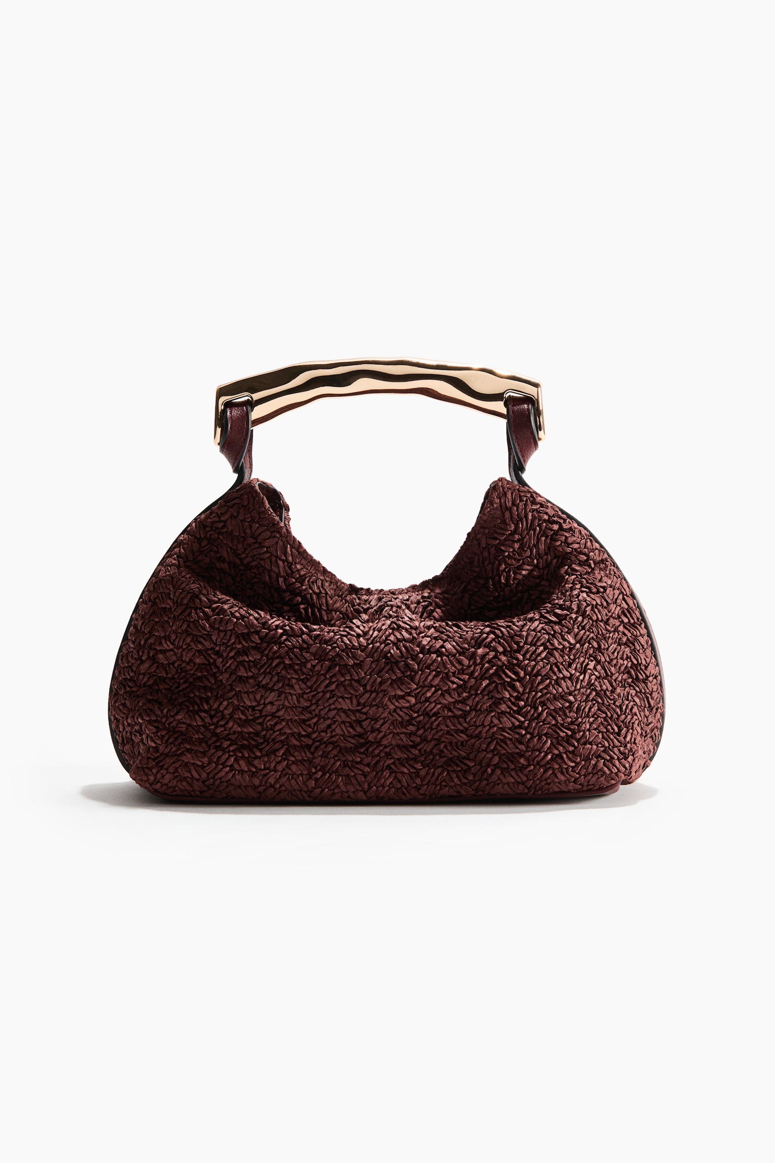 Metal-handle handbag - Dark brown/Light beige - 2