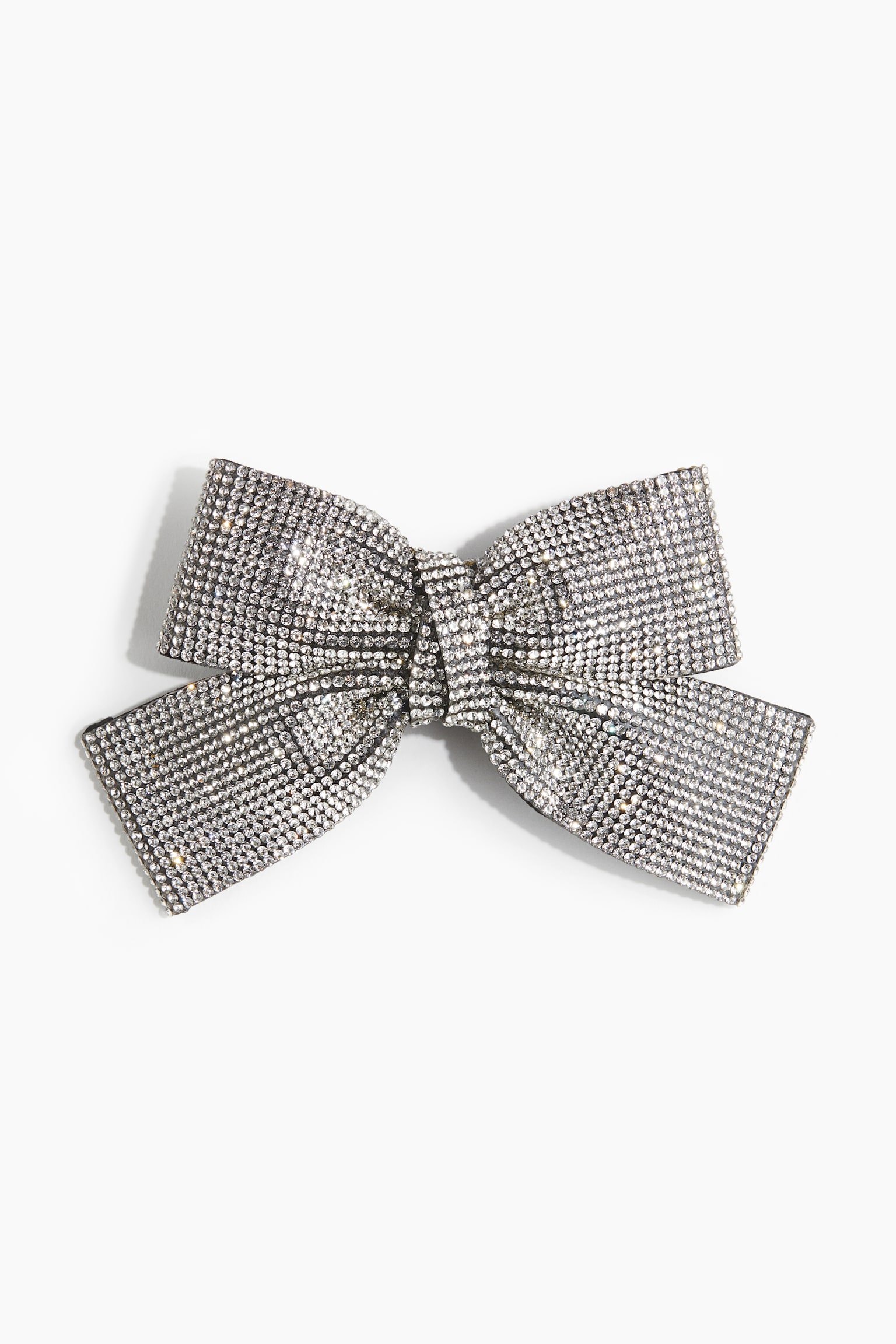 Rhinestone-embellished bow hair clip - Silver-coloured - 2