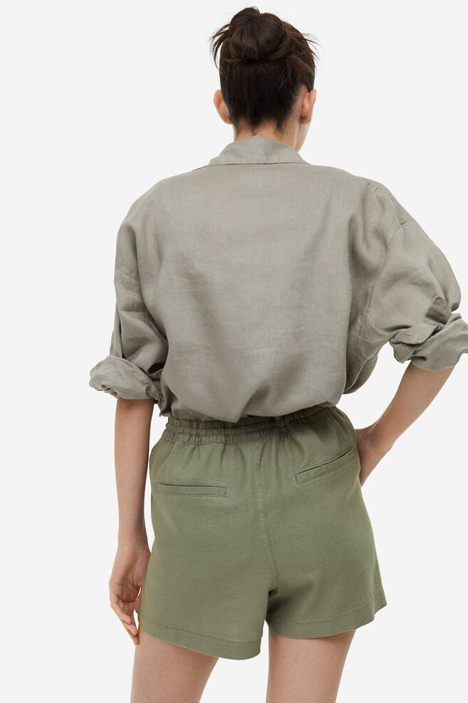 Linen-blend shorts - Khaki green/Black/Natural white/Blue/dc - 6