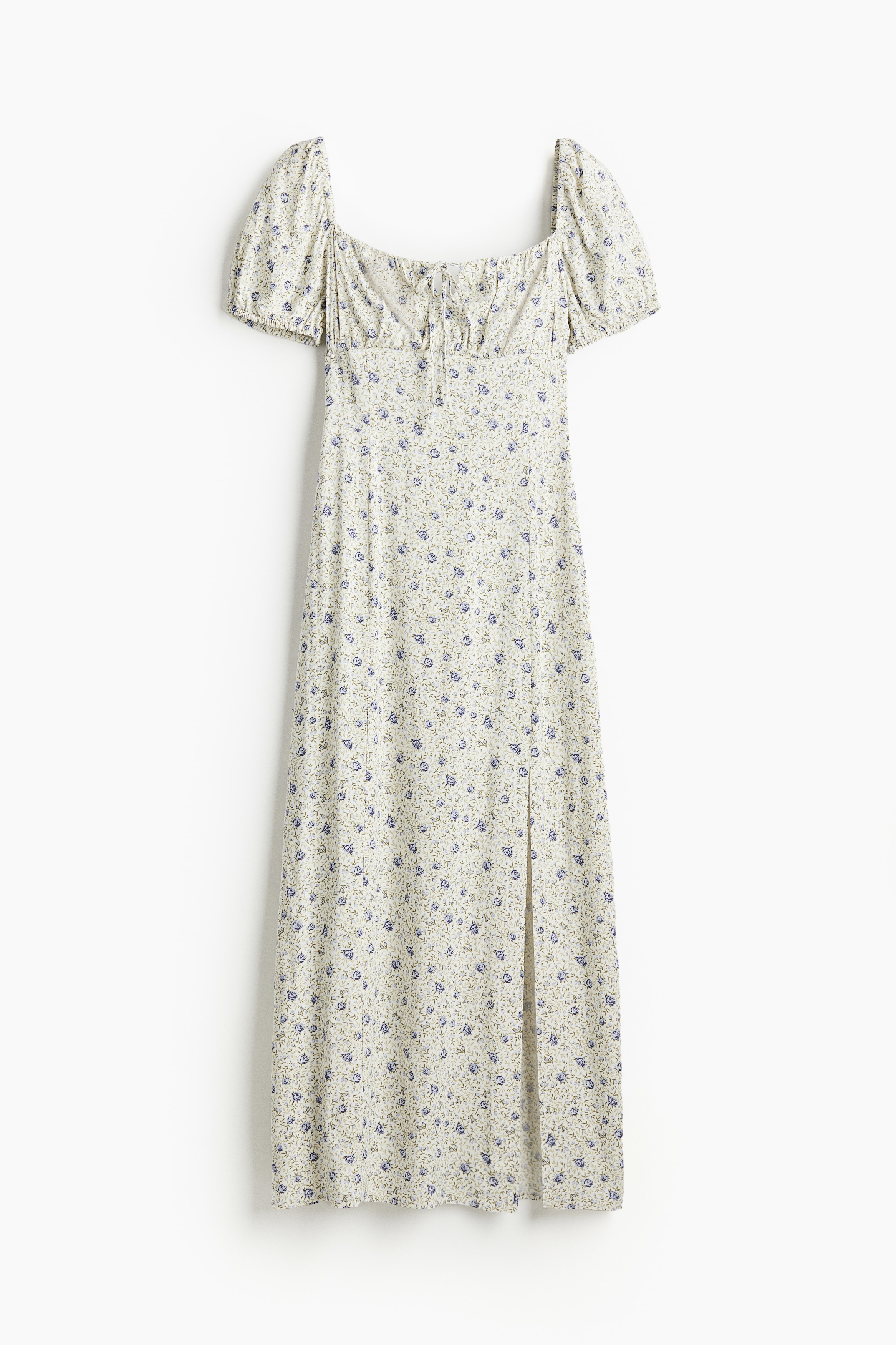 Ladies - Cream/Floral Puff-sleeved midi dress - Size: XS  - H&M