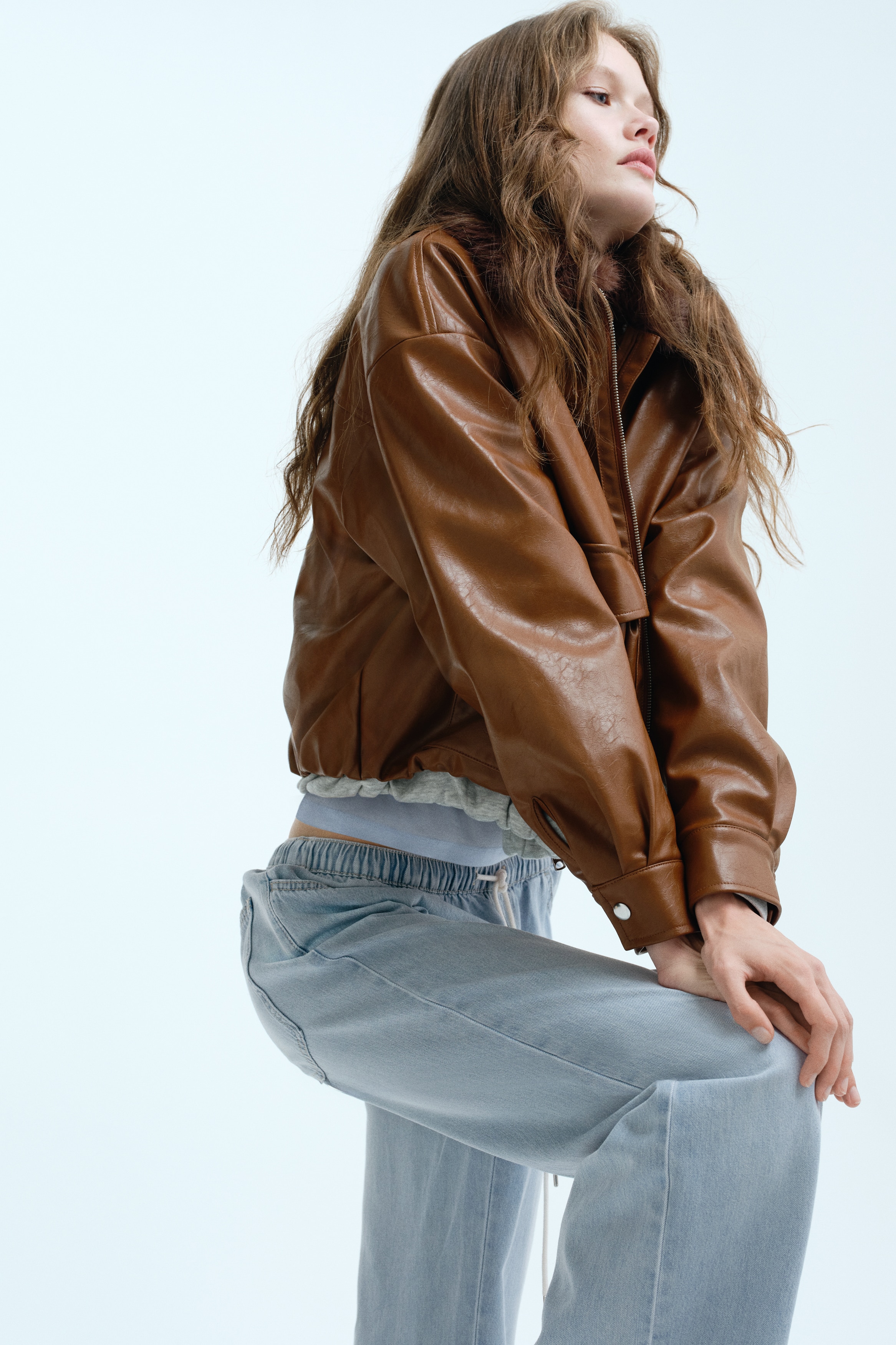 Denim drawstring trousers
