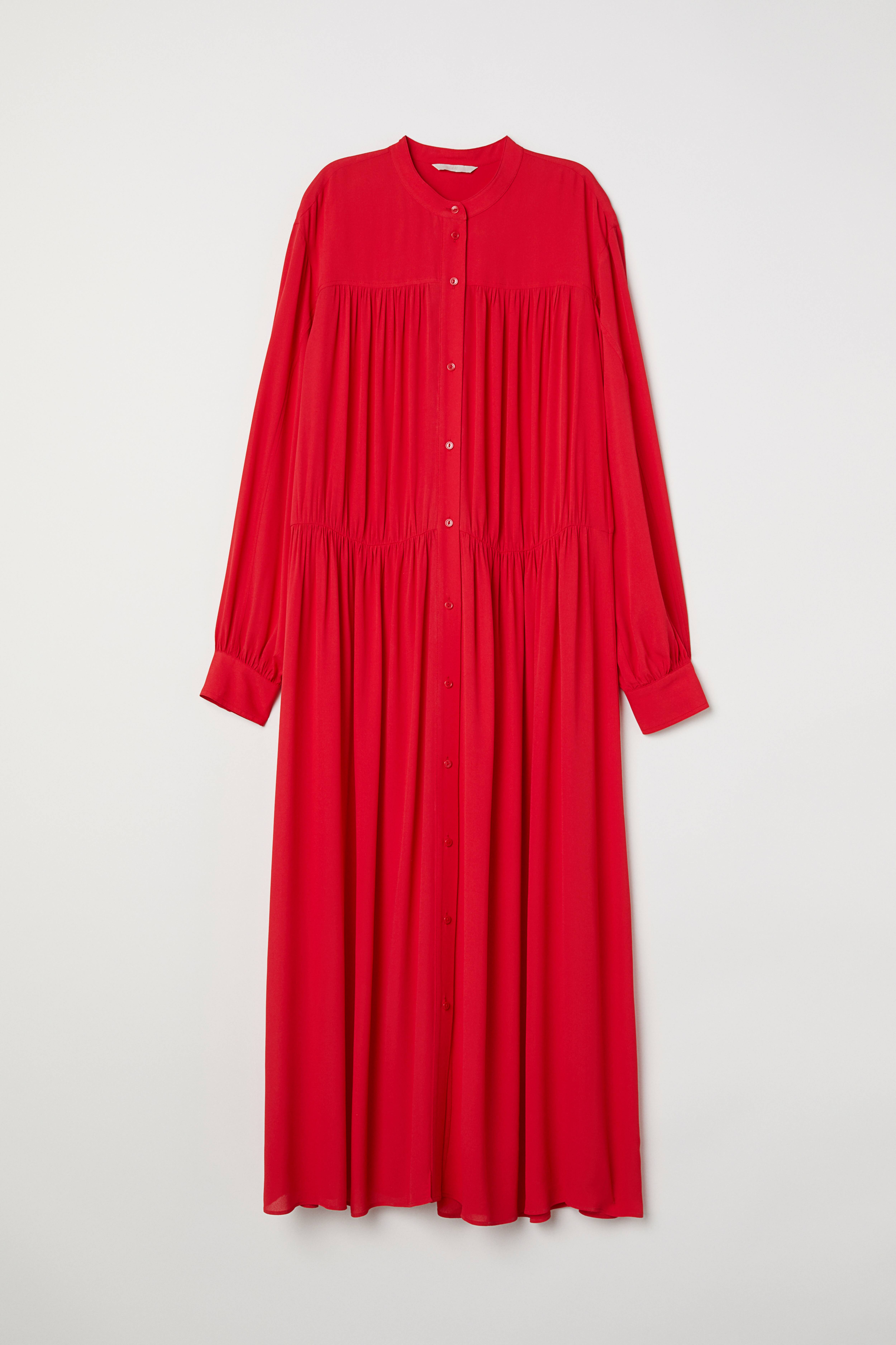 Wide-cut Maxi Dress - Long sleeve - Long - Bright red - Ladies | H&M US