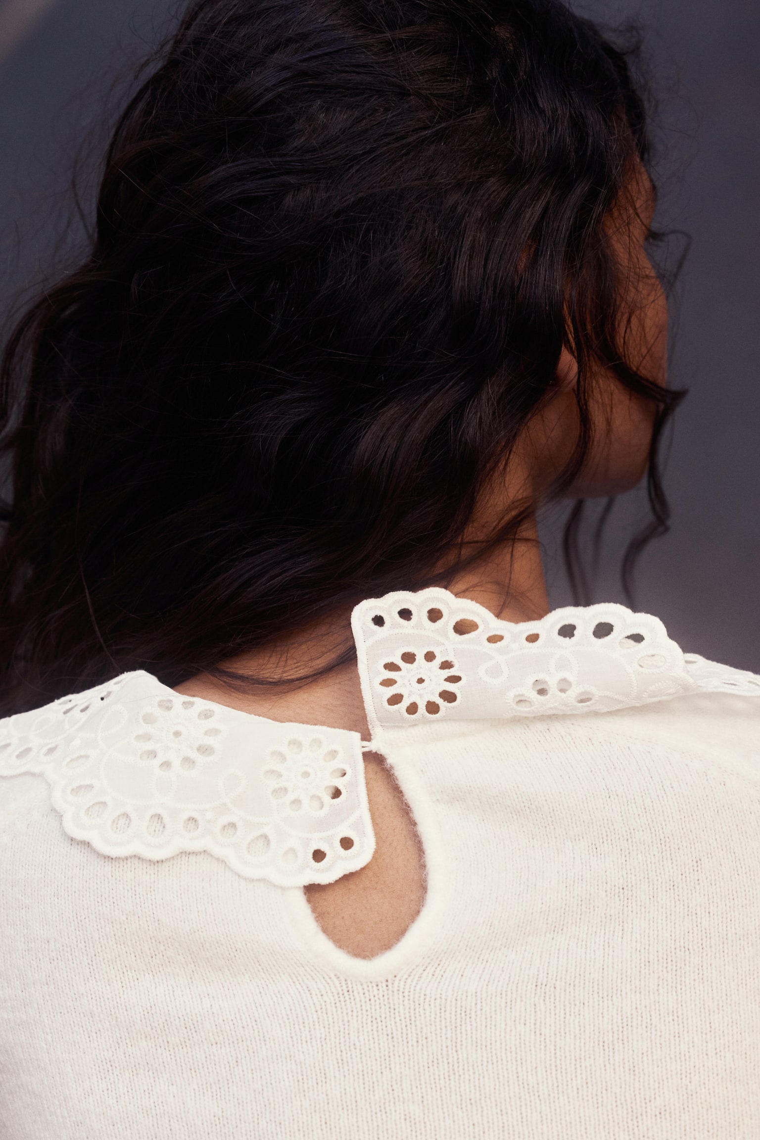 Lace-collared jumper - White - 4