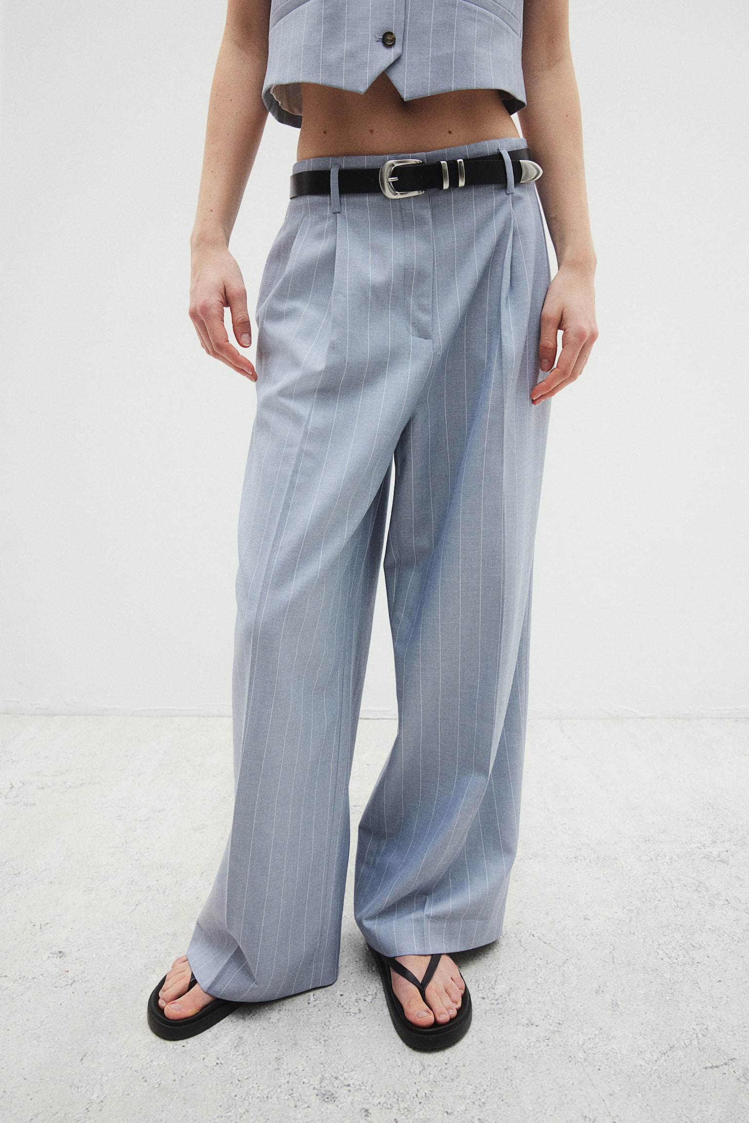 Tailored Pants - Light dusty blue/Pinstripe/Light beige - 3