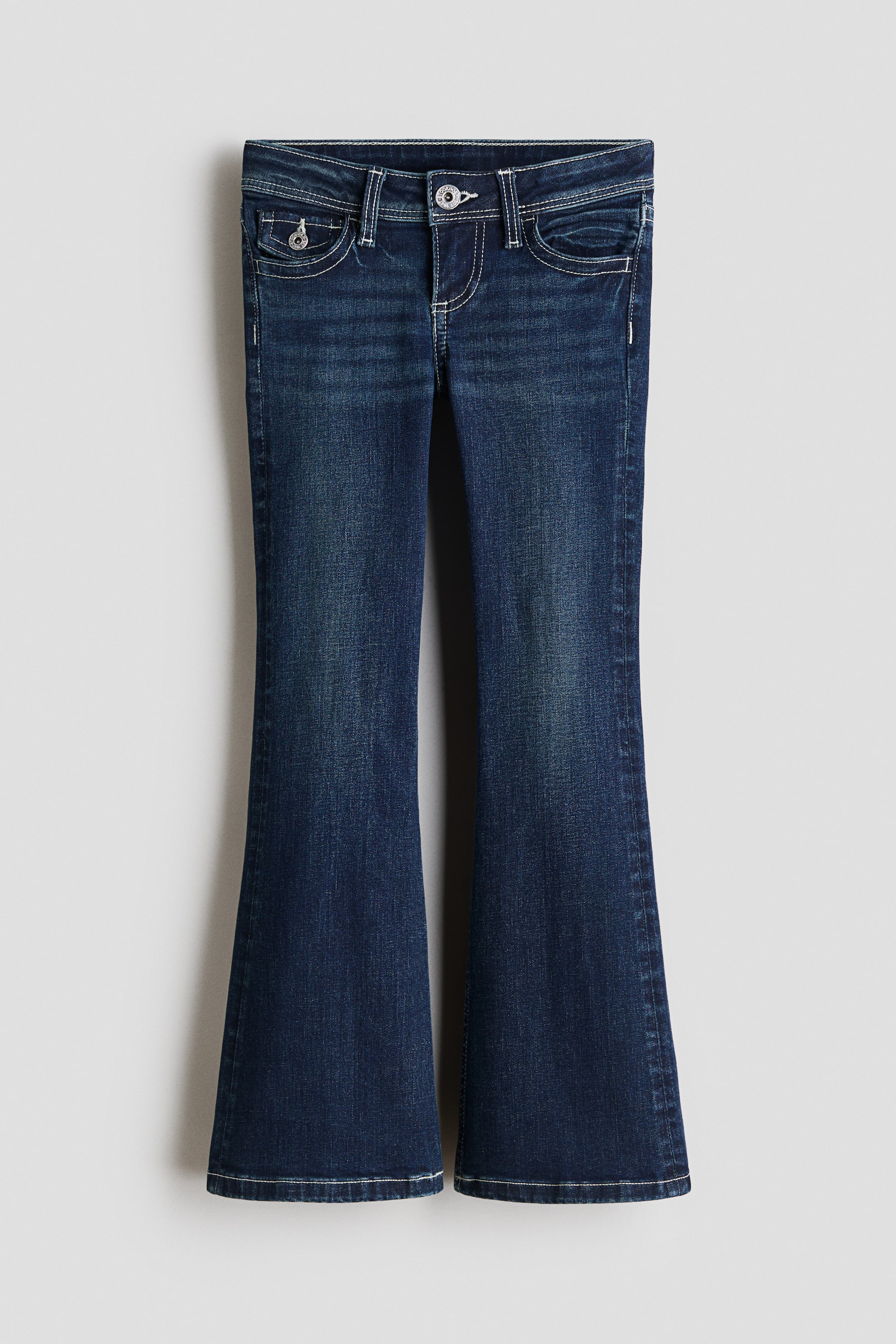 Embroidered-Detail Flared Low Jeans