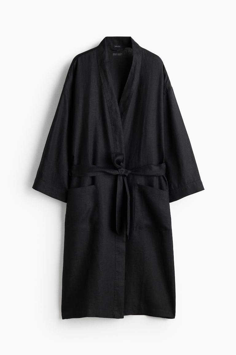 Ladies - Beige Washed Linen Robe - Size: S/M - H&M Ladies - Beige Washed Linen Robe - Size: S/M - H&M