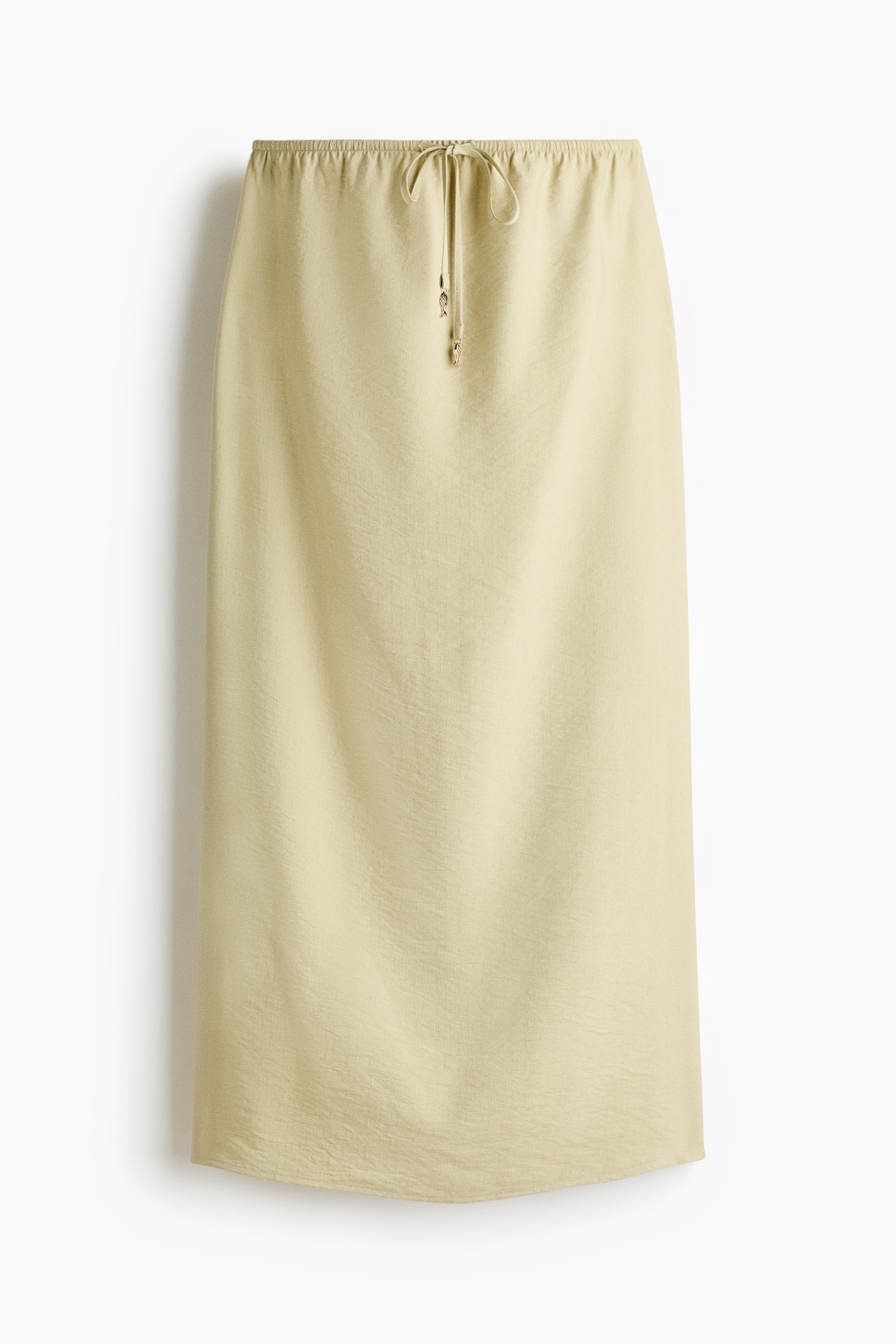 寬鬆長裙 - 淺黃綠色/深鏽褐色/印花