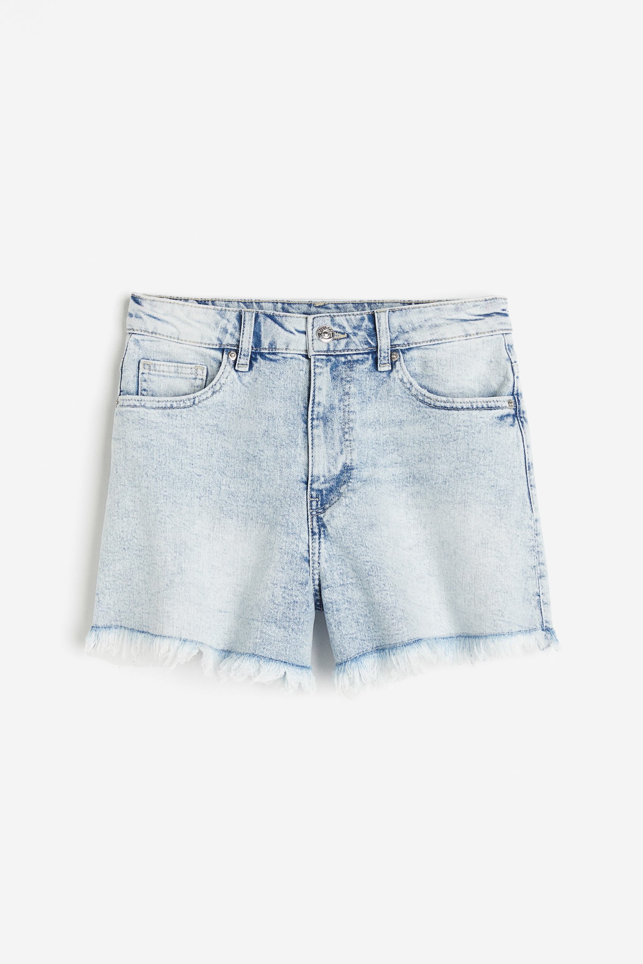 High Waist Denim Shorts - High waist - Short - Pale denim blue - Ladies ...