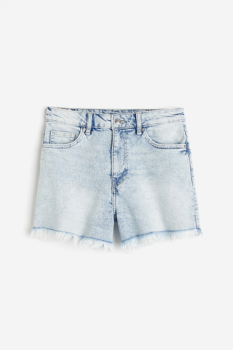 High Waist Denim Shorts - High waist - Short - Pale denim blue - Ladies ...