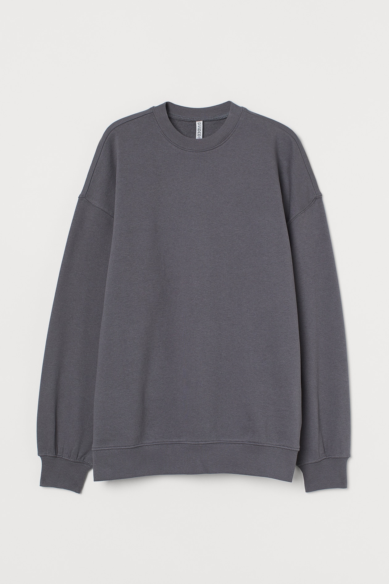 Oversized Sweatshirt - Round Neck - Long sleeve - Dark gray - Ladies ...