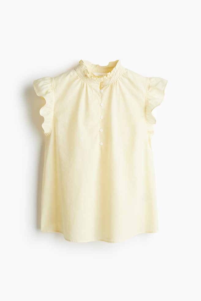 Linen Blend Blouse - Light yellow/White/Light blue/Stripe/Red/Light blue - 1