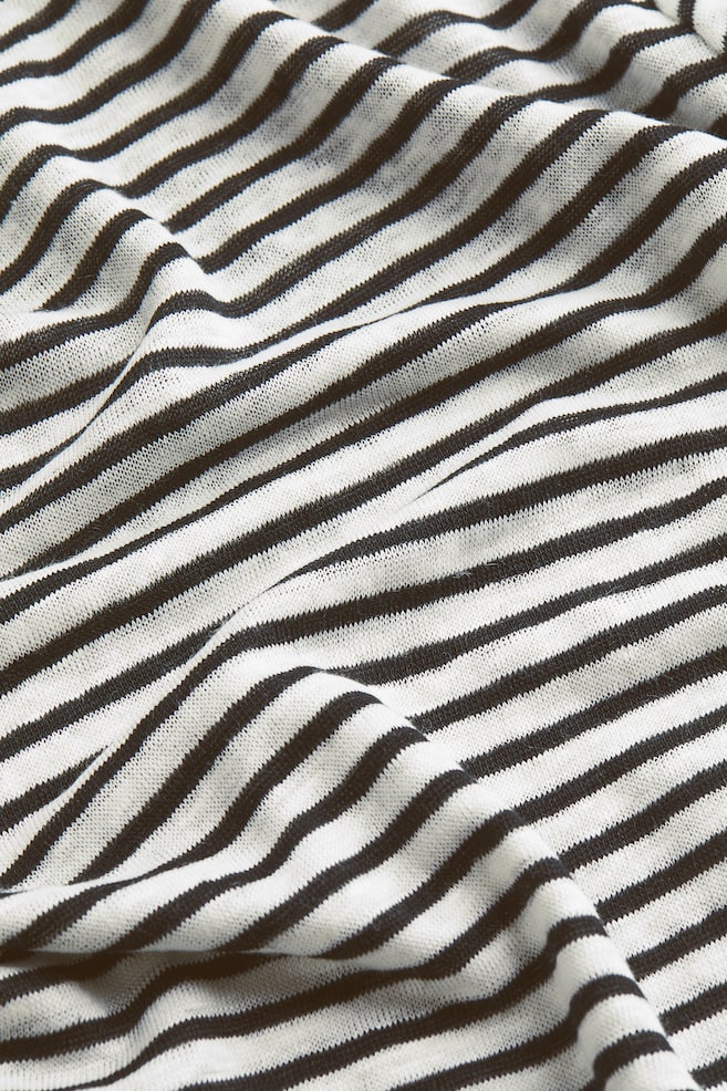 Shirt aus Leinenjersey - Weiß/Schwarz gestreift - 3