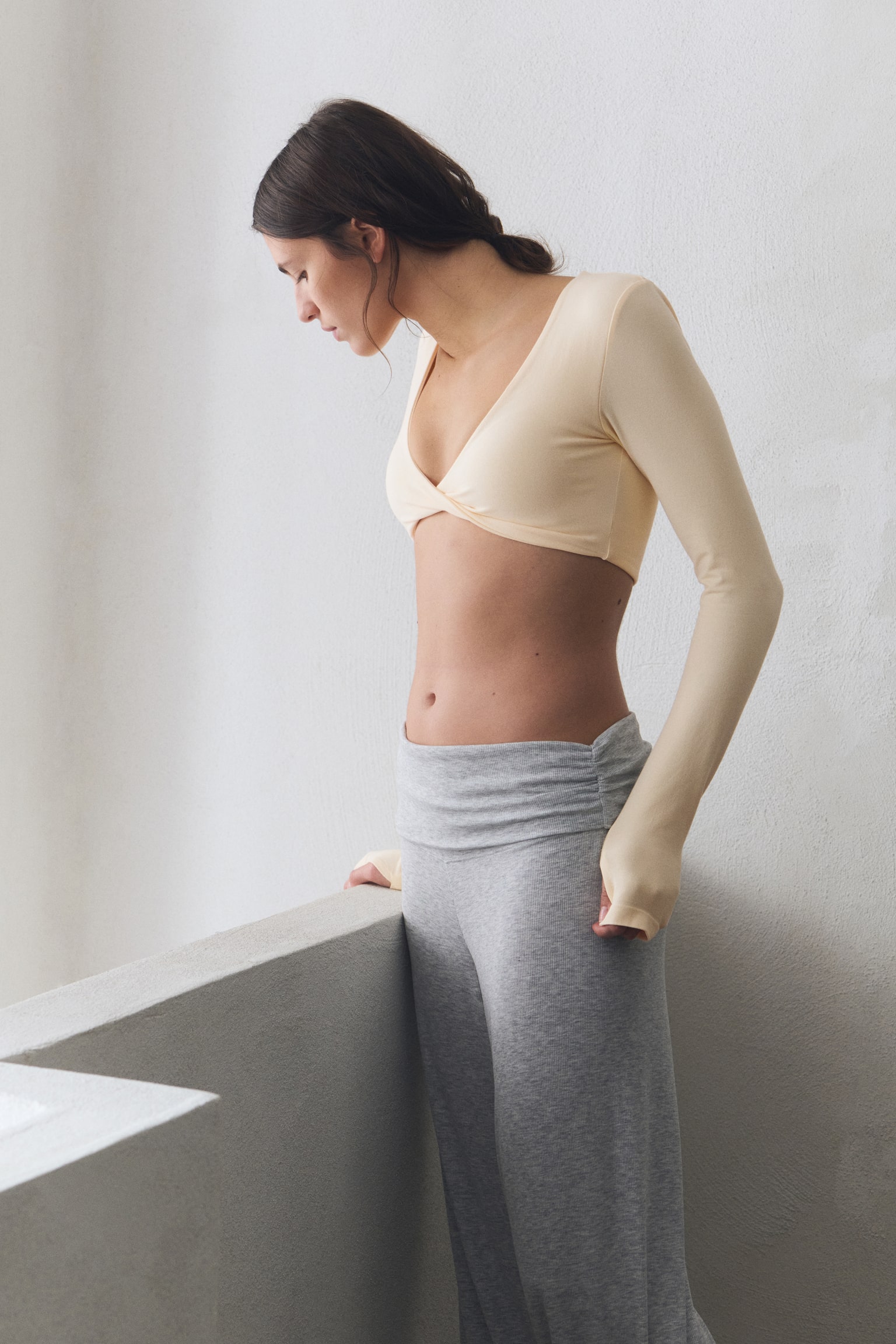 Top deportivo girado con DryMove™ - Beige/Gris jaspeado claro/Light burgundy - 6