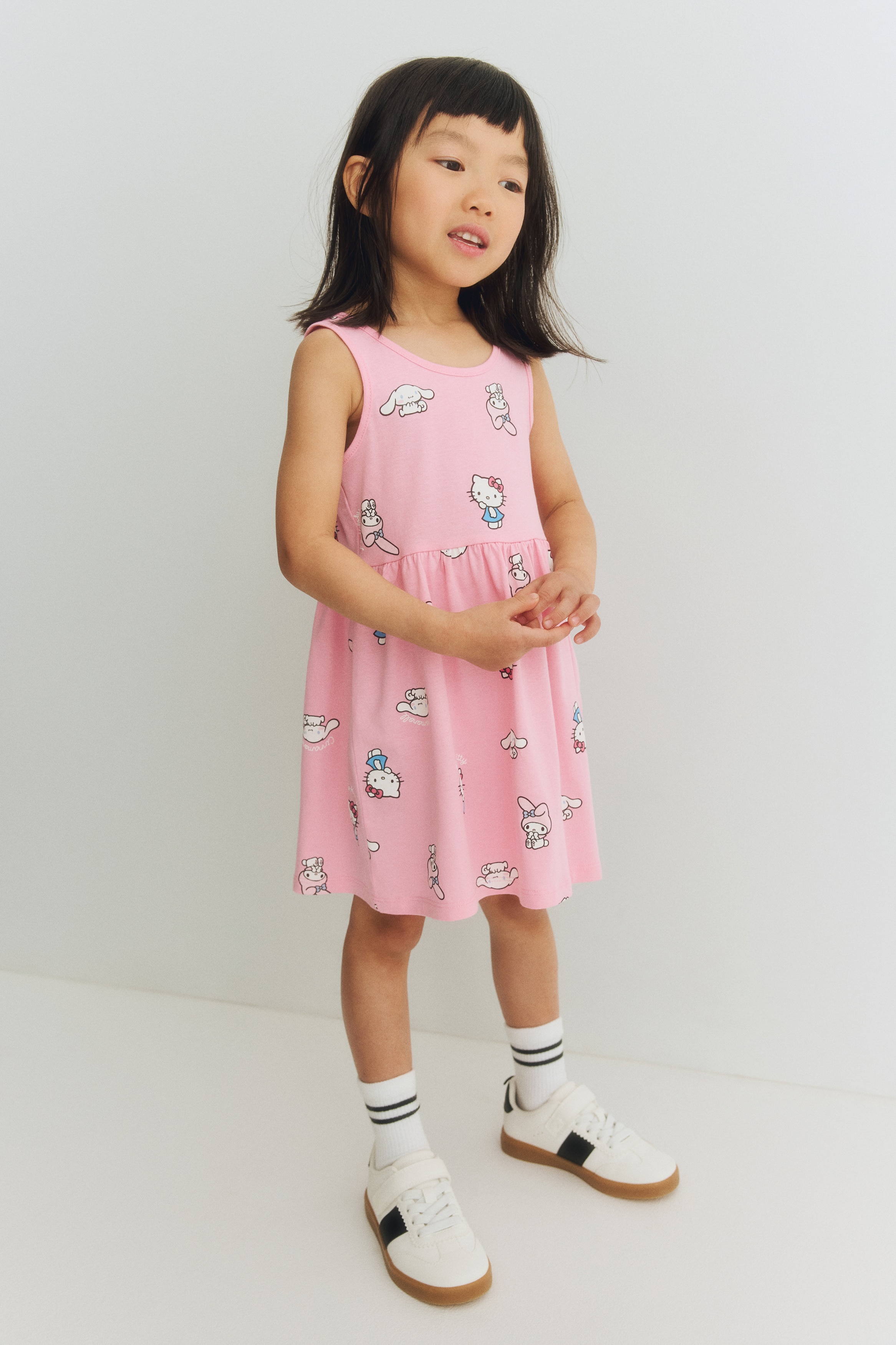 Printed Cotton Dress - Pink/Sanrio/White/Minnie Mouse/Light blue/Frozen/Light purple/Lilo & Stitch/Light turquoise/Squishmallows/Light blue/Hello Kitty/White/Hello Kitty