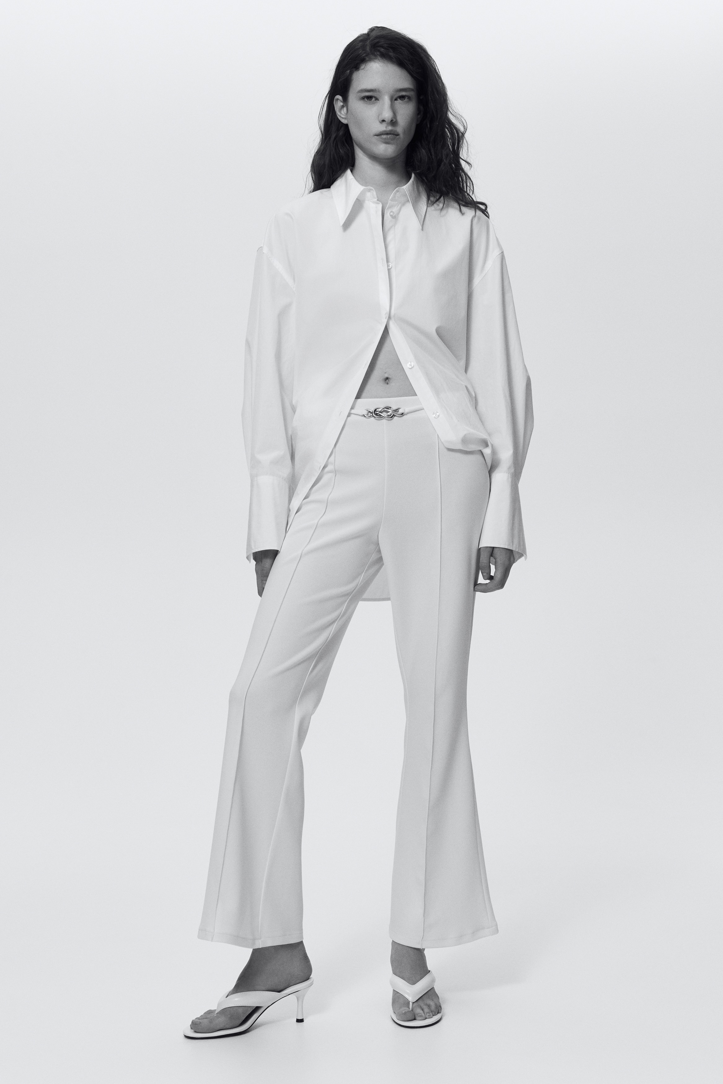 Zvonaste pantalone od Ponte Roma žerseja - Krem/Tamnosmeđa/Crna