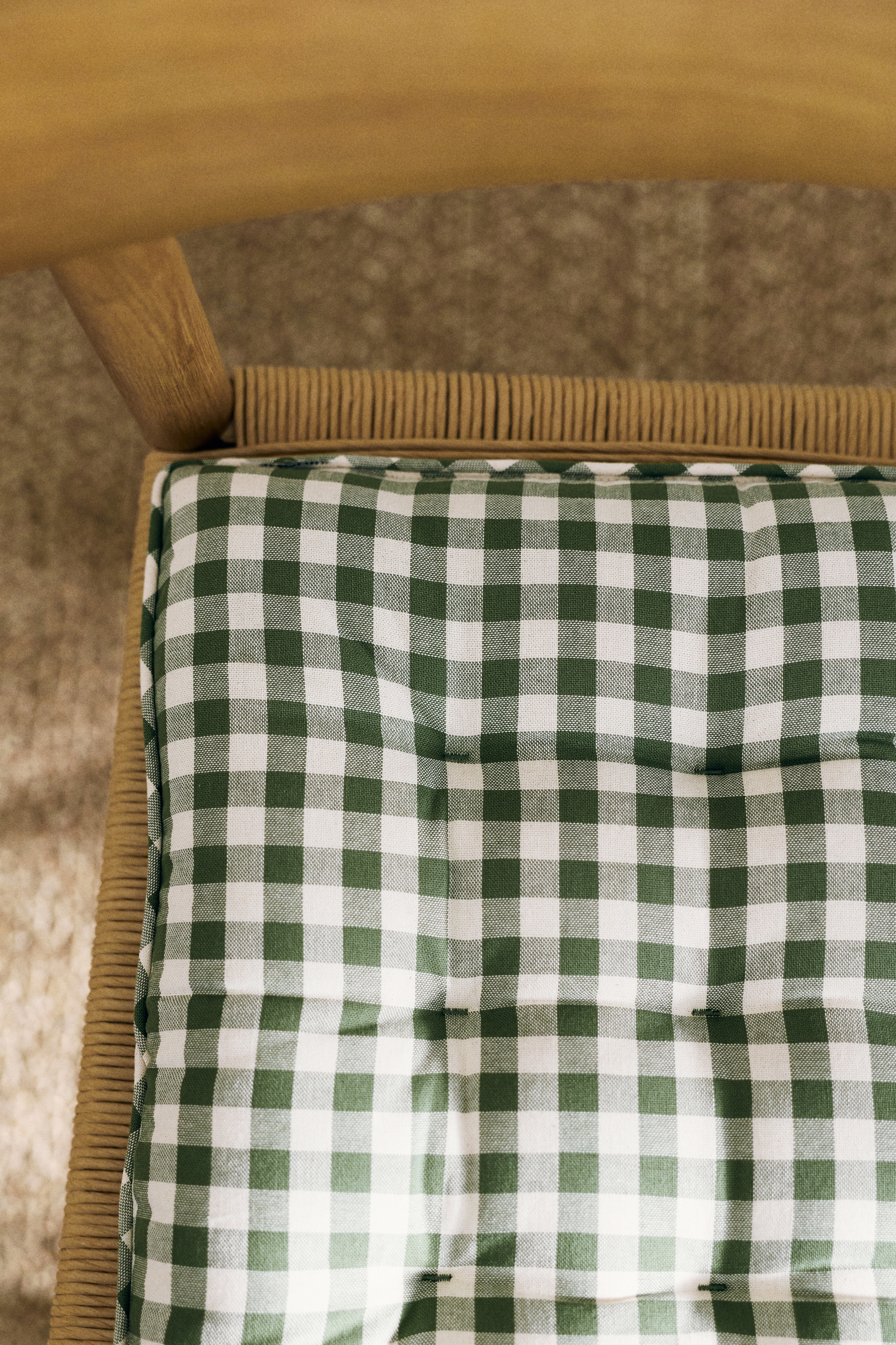 2-Pack Cotton Seat Cushions - Khaki green/gingham/Dark brown/gingham/Beige/gingham/Rust red/gingham/Yellow/gingham