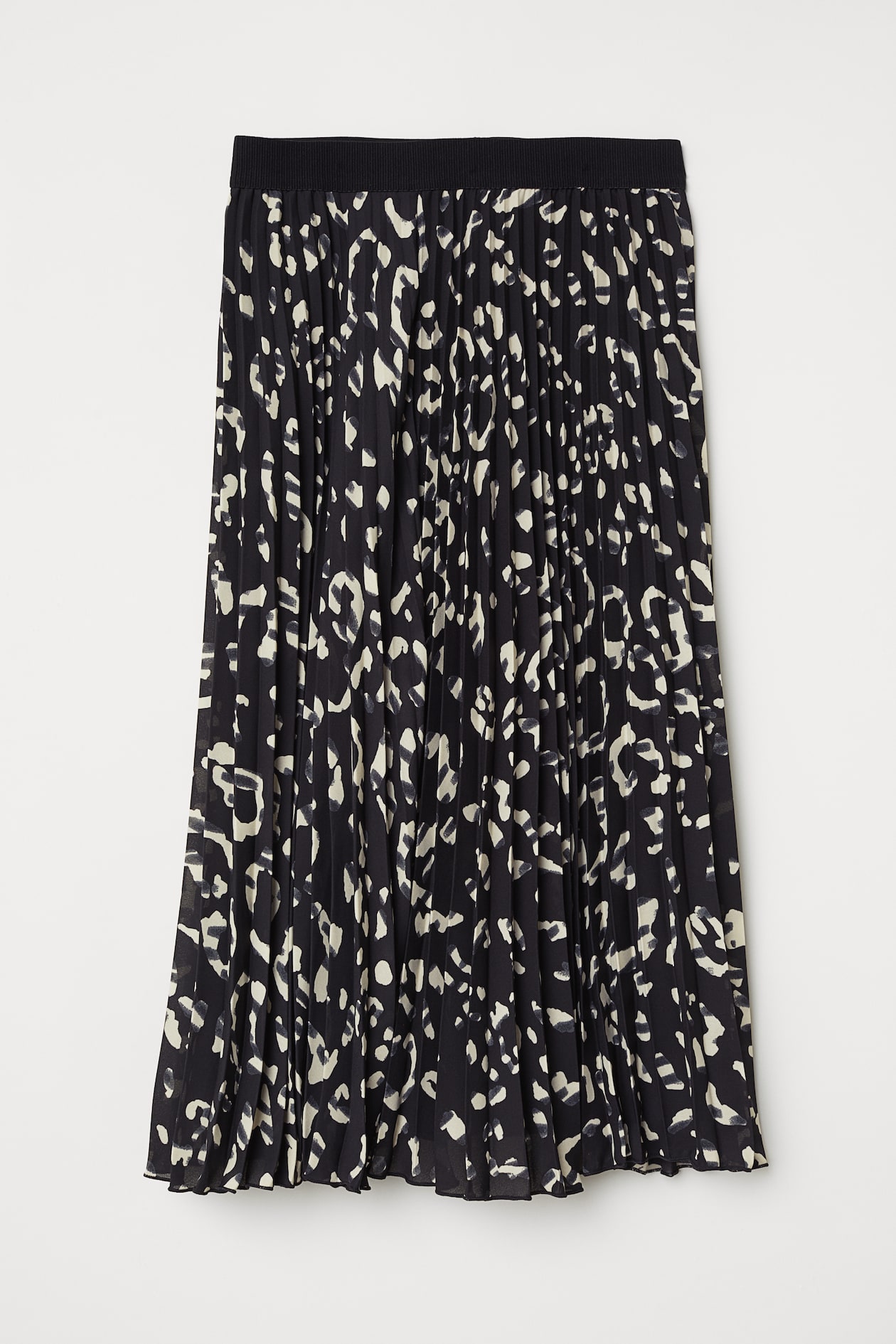 Pleated skirt - Midi - Black/Patterned - Ladies | H&M GB