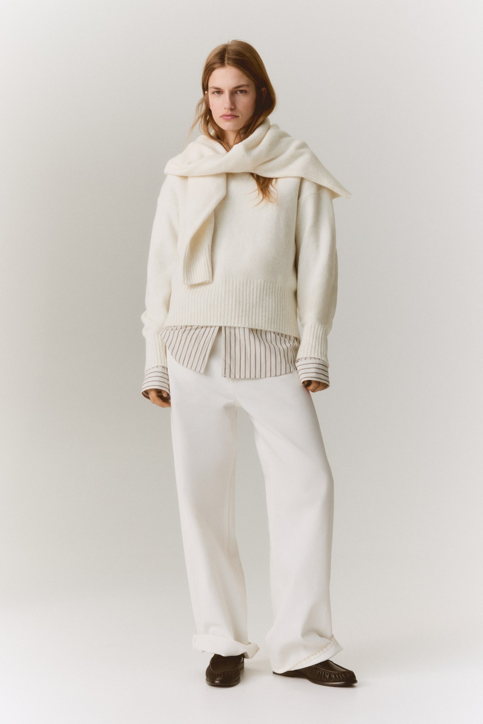 Oversize Kazak - Krem/Dark beige/Gri kırçıllı/Açık mavi - 7