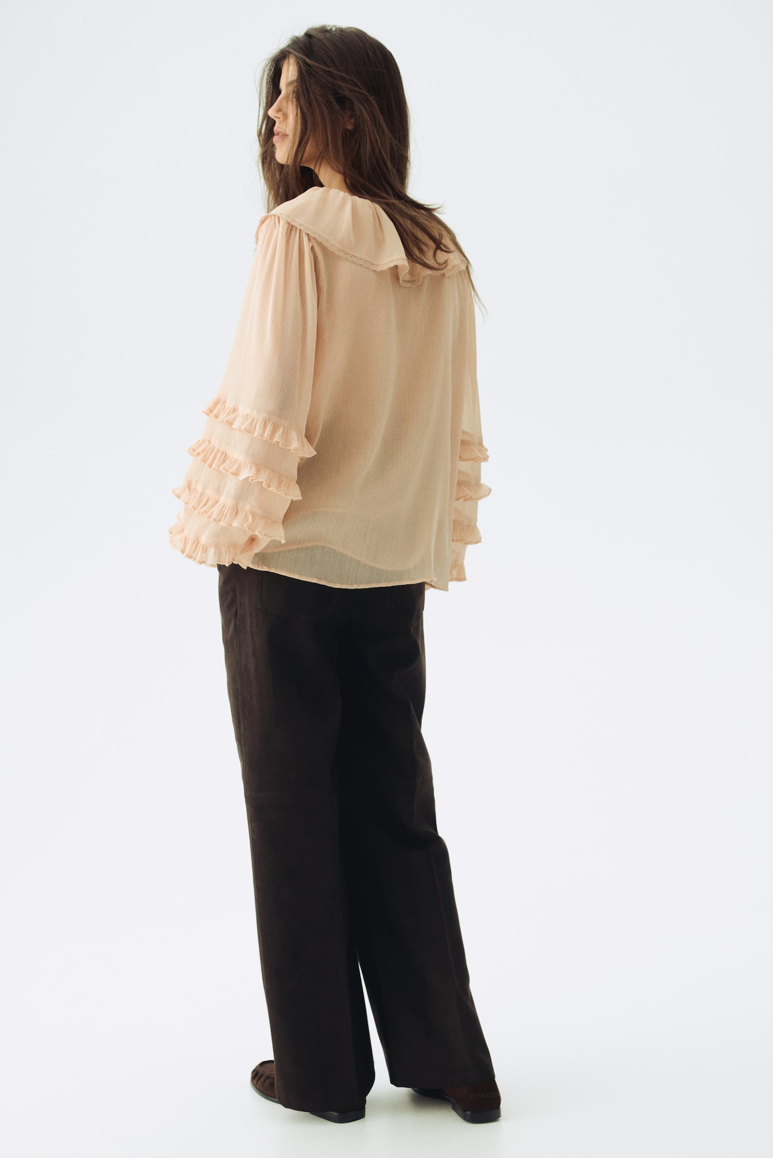 MAMA Frill-trimmed chiffon blouse - Beige - 5