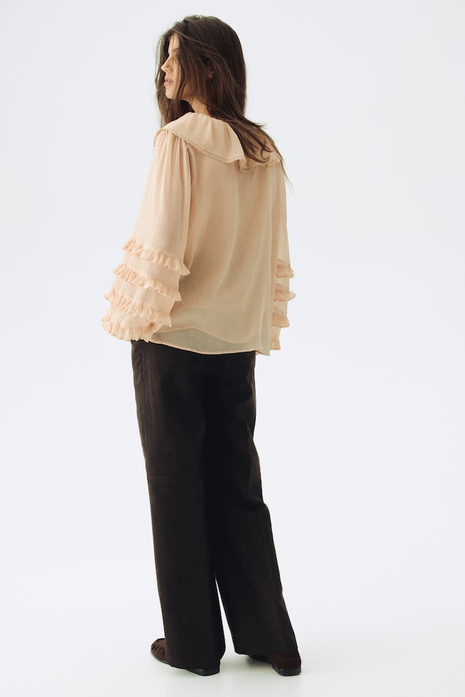 MAMA Blusa de chifón con olanes - Beige - 5