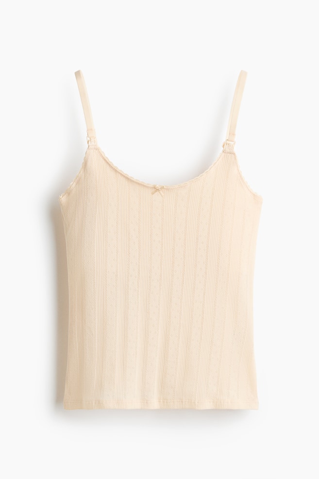 MAMA Pointelle Nursing Strappy Top - Pale yellow/Powder pink - 1