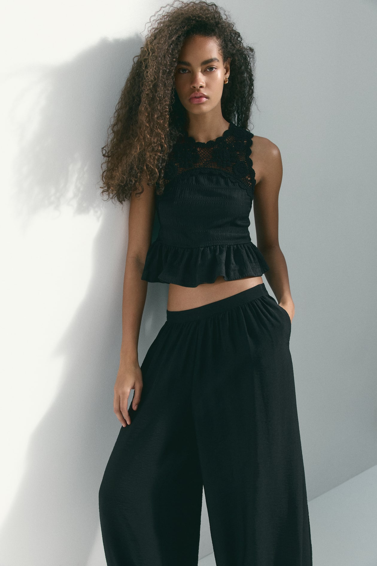 Textured Top with Crochet-Look Section - image 3