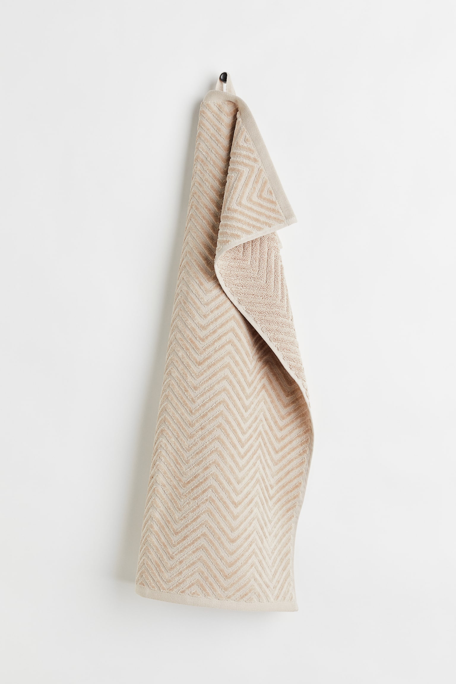 Handdoek met visgraatdessin - Lichtbeige