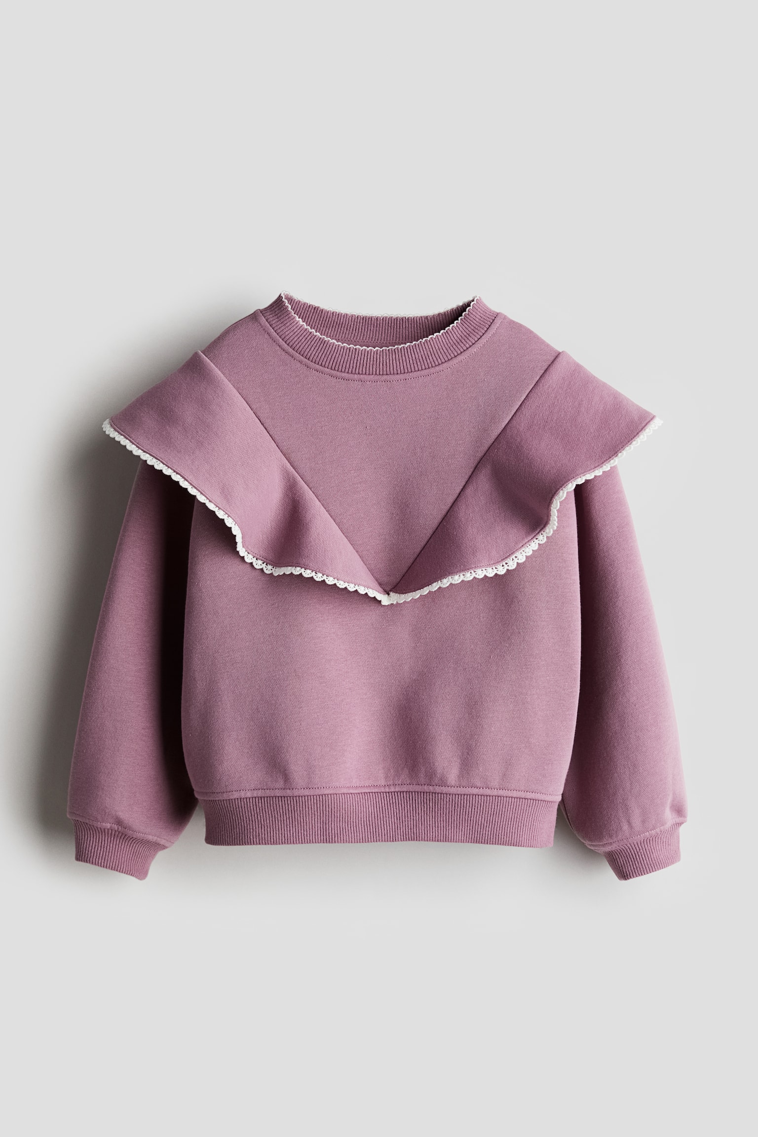 Flounce-trimmed sweatshirt - Dark dusty pink/Yellow - 1