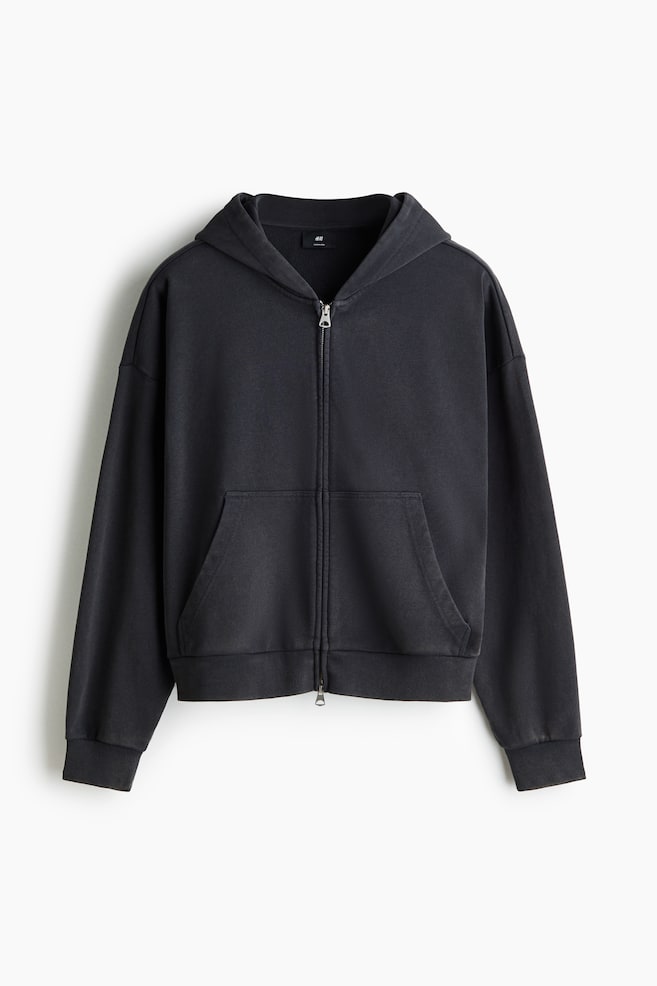 Oversized Fit Zip-through hoodie - Dark grey/Light green/Dark blue - 1