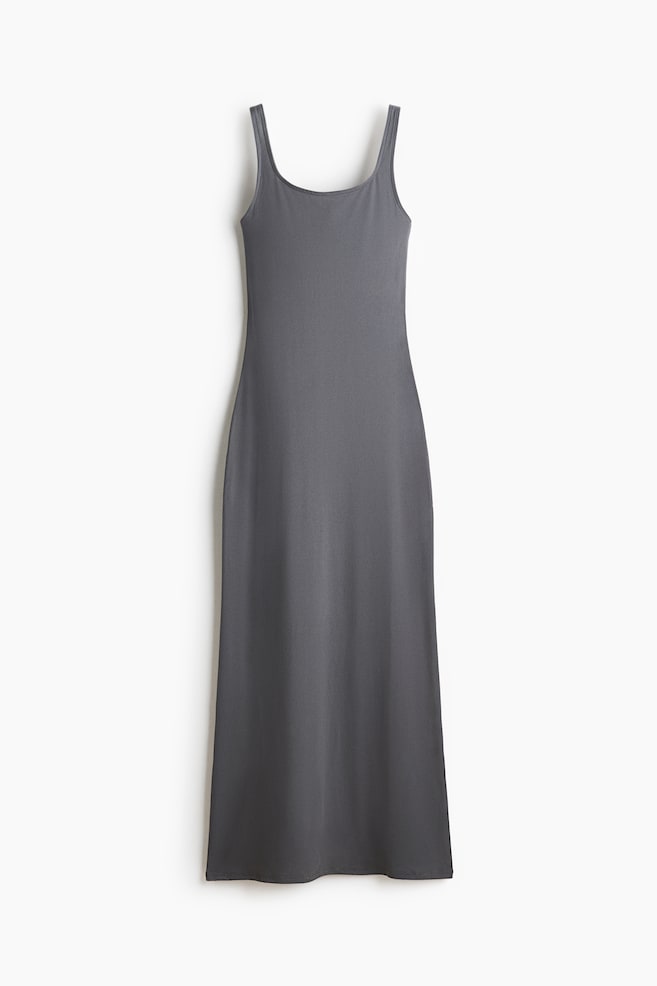 Scoop-Neck Bodycon Dress - Dark gray - 1
