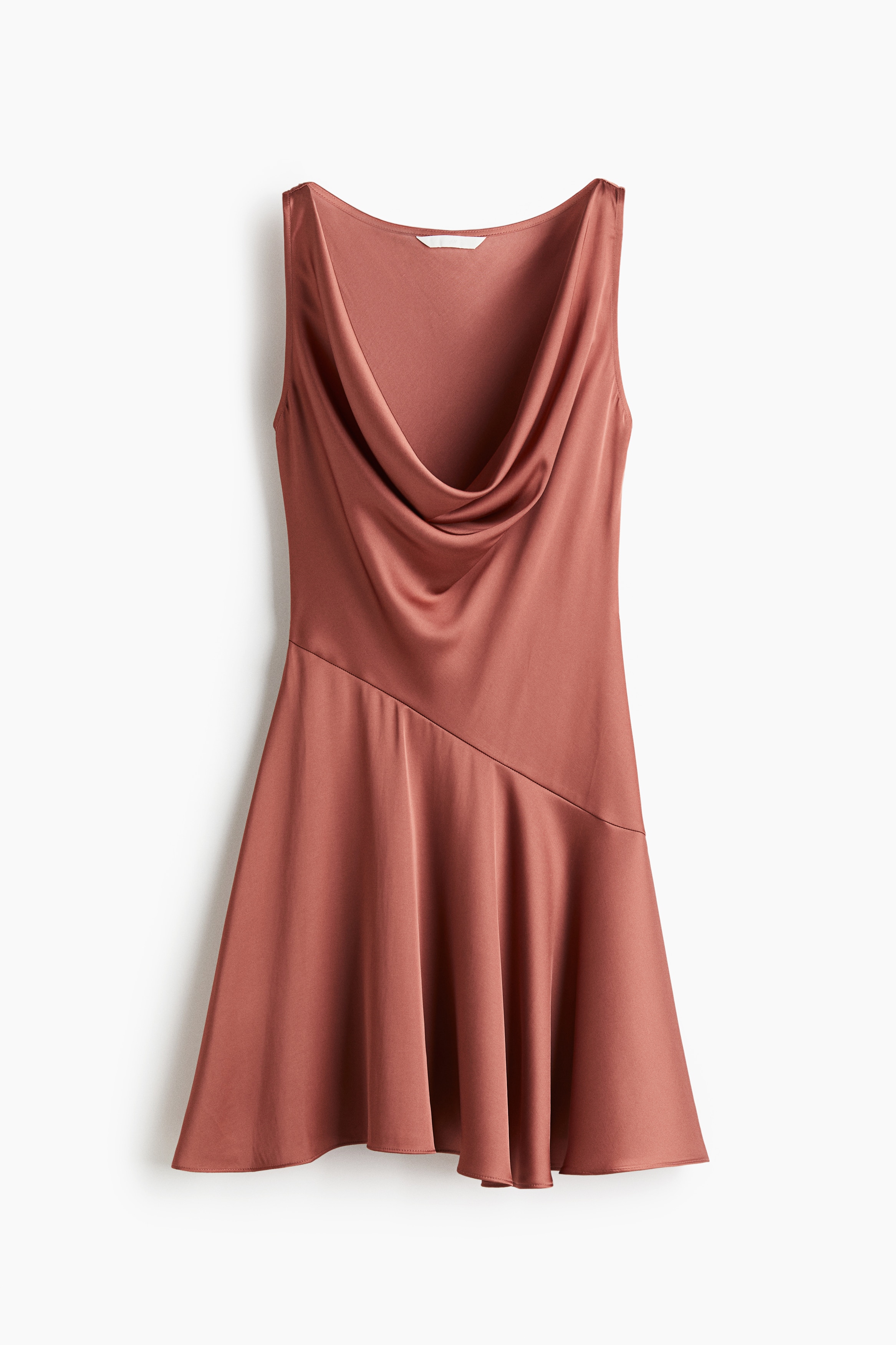 Φόρεμα με ριχτό ντεκολτέ - Μουντό κόκκινο/Ανοιχτό μπεζ/λεοπάρ μοτίβο/Μαύρο