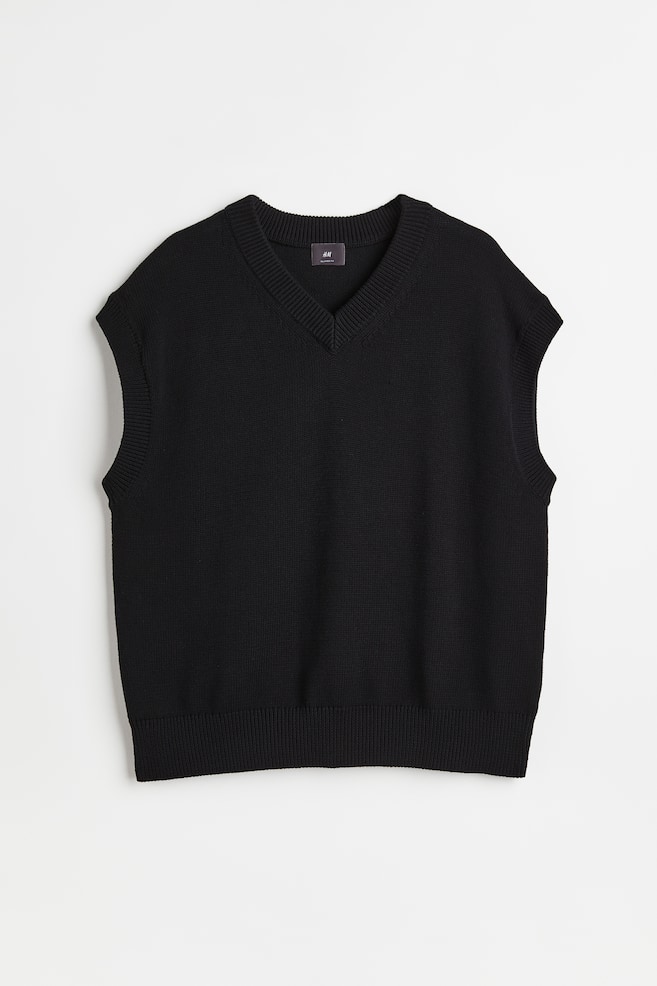 Relaxed Fit V-neck sweater vest - Black - 2