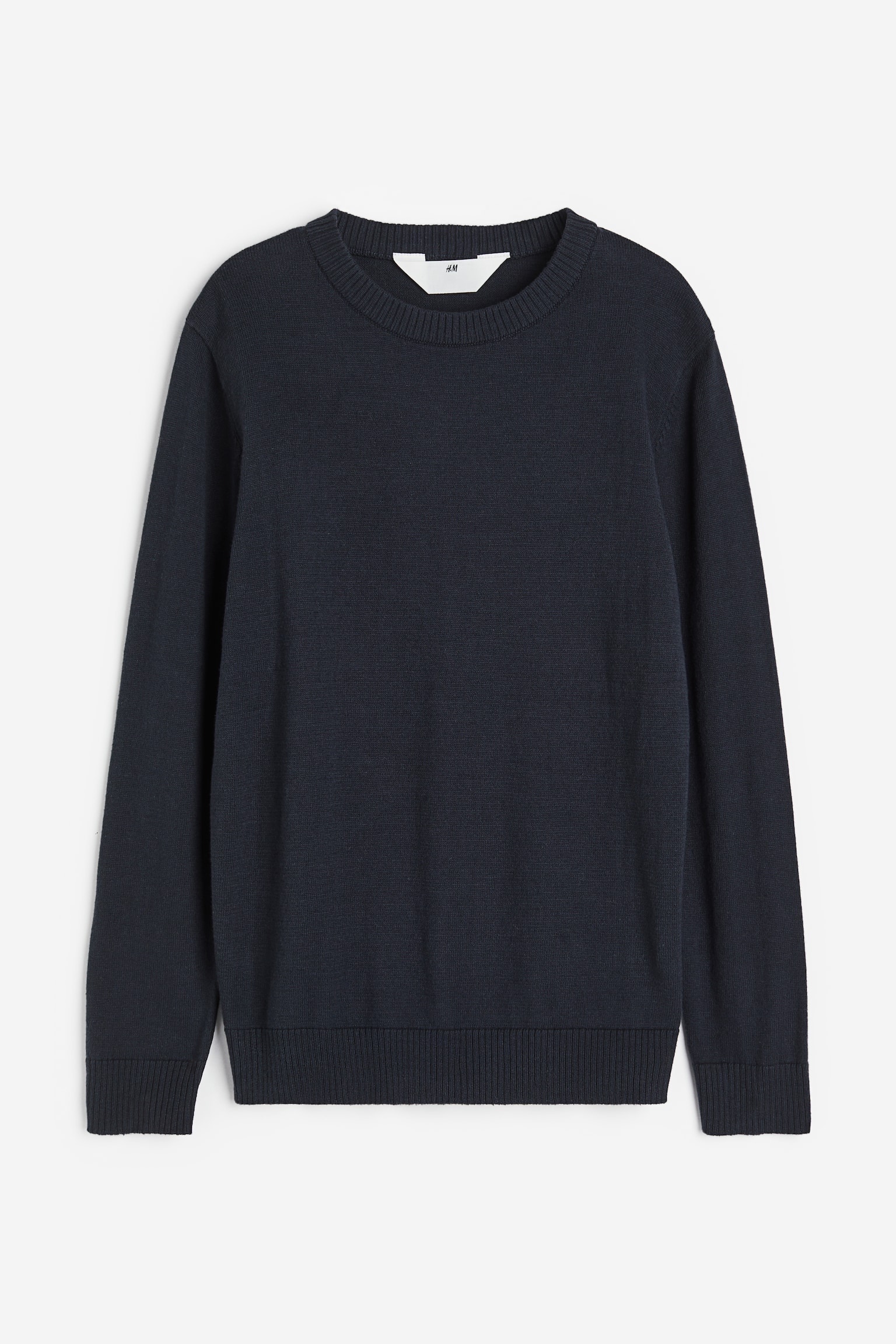 Fine-knit cotton jumper - Navy blue - 1