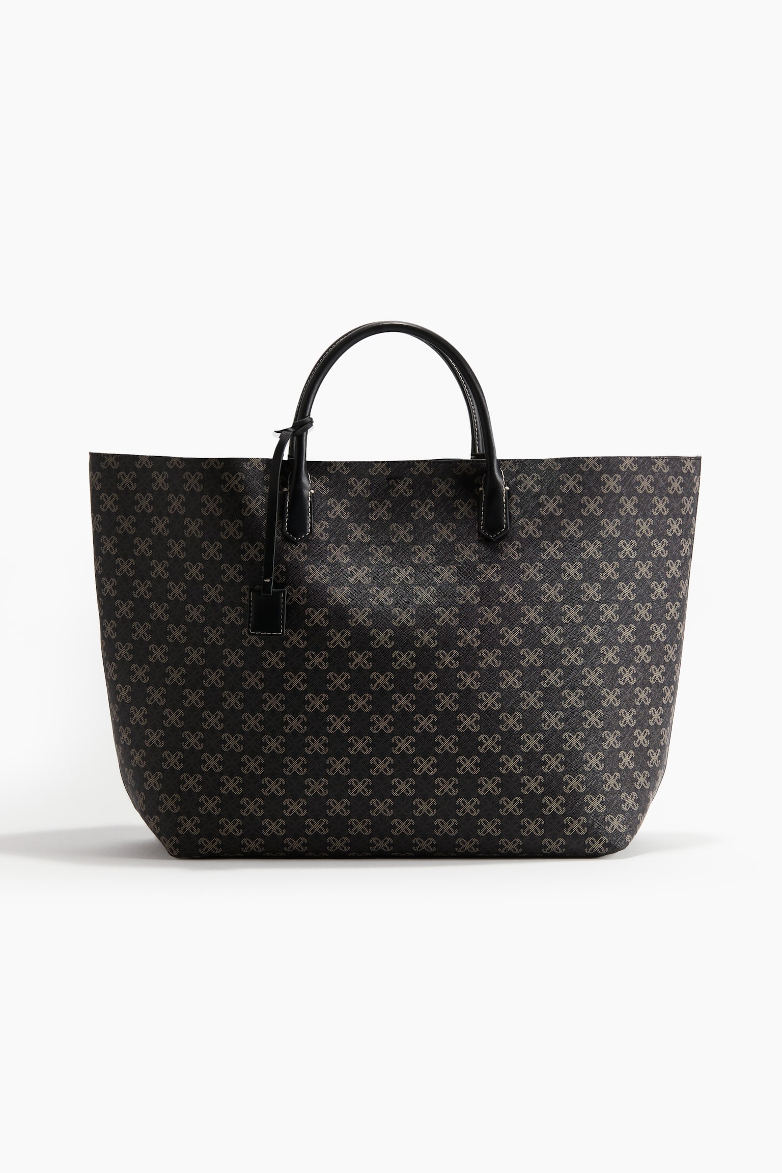 Jacquard-weave shopper - Black - 1