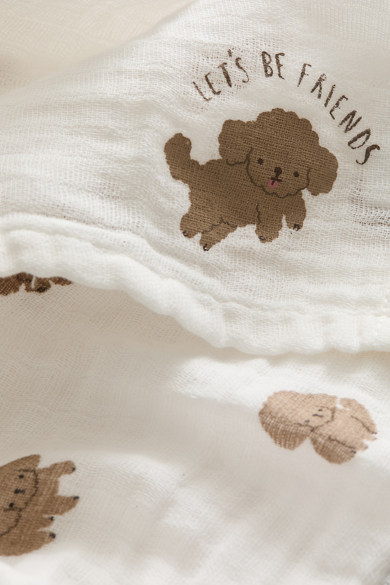 Набір із 2 муслінових серветок - Білий/собаки/Білий/квітчастий/Білий/ведмедики/Білий/зірки/Білий/сердечка/Білий/конюшина - 4