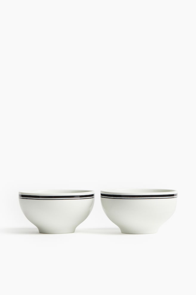 Pack de 2 tigelas pequenas em porcelana - Branco/Preto/Branco/Vermelho/Branco/Azul - 1