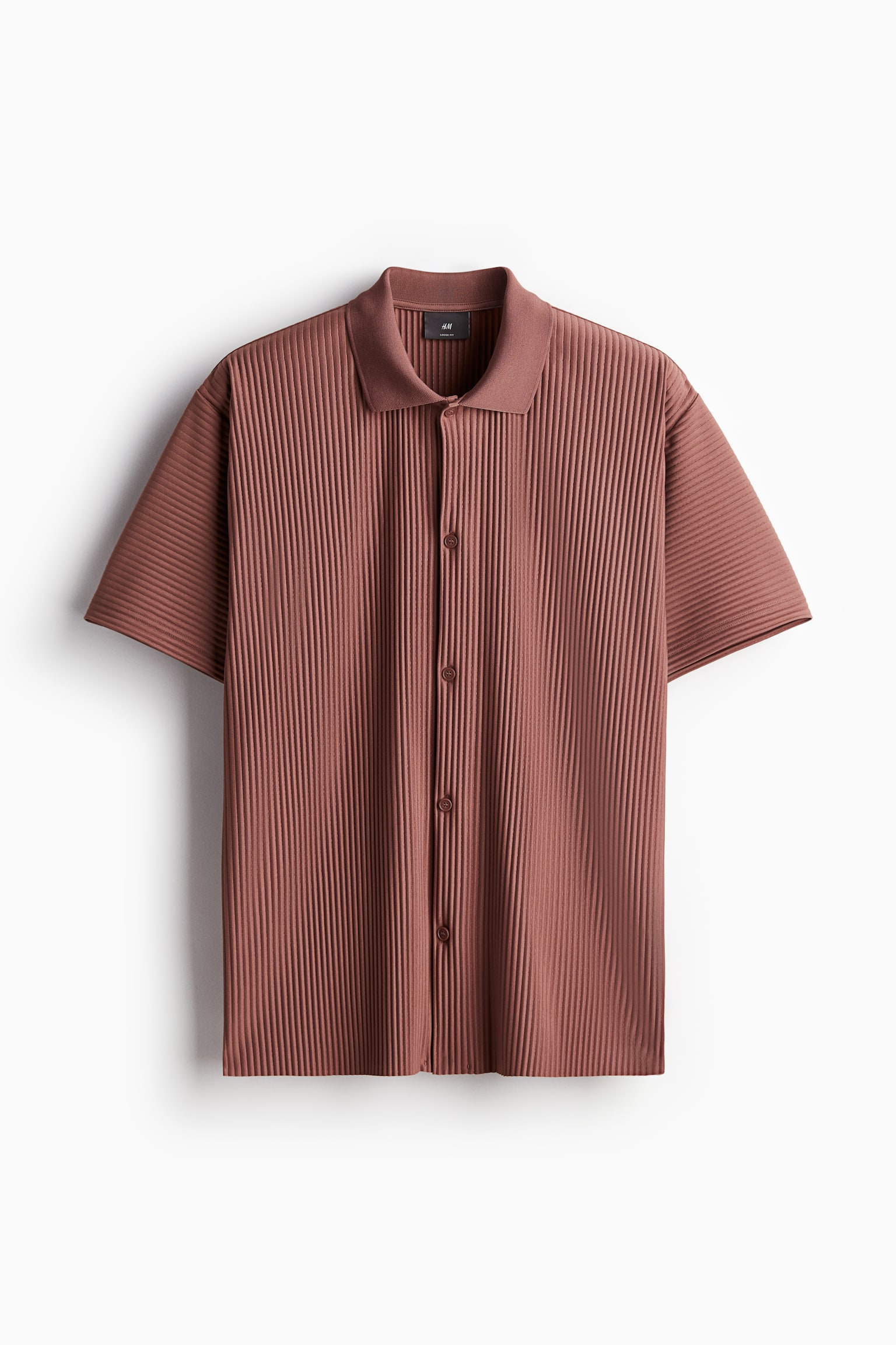 Loose Fit Pleated Shirt - Brick red/Light beige/Black - 2