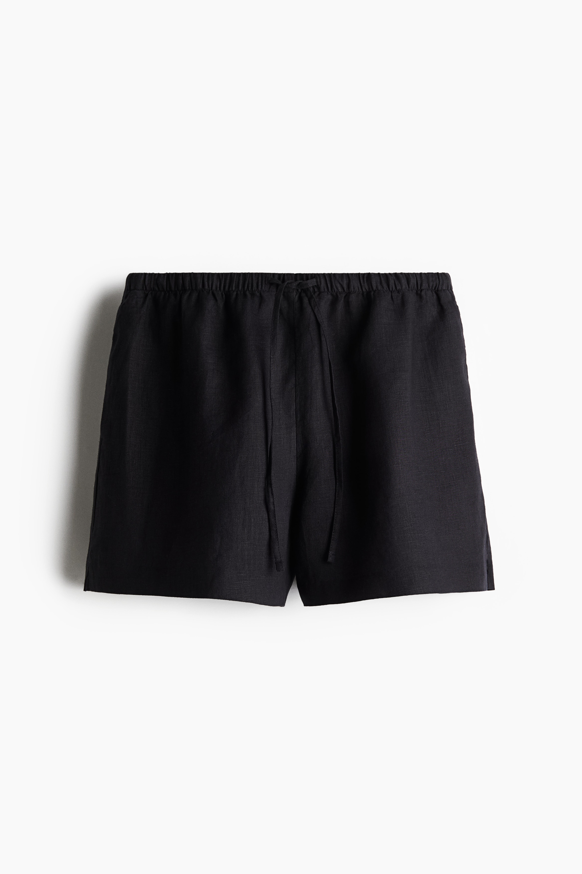 Linen drawstring shorts - Black/Light beige/Blue/Stripe/Dark brown