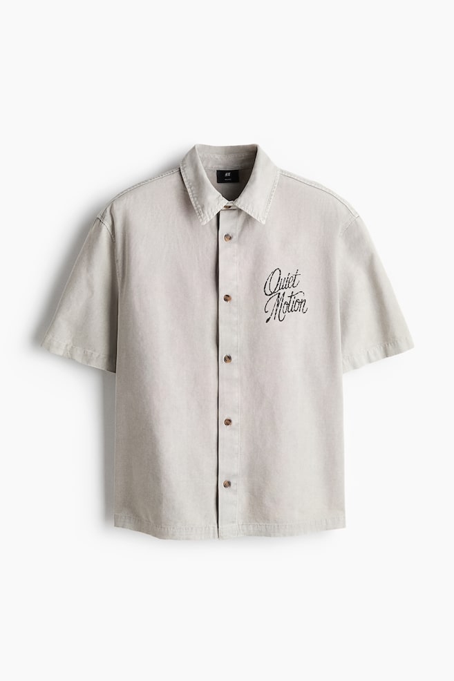 Relaxed-Fit Short-Sleeved Cotton Shirt - Light taupe/Quiet Motion/Dark purple/Eastside - 1