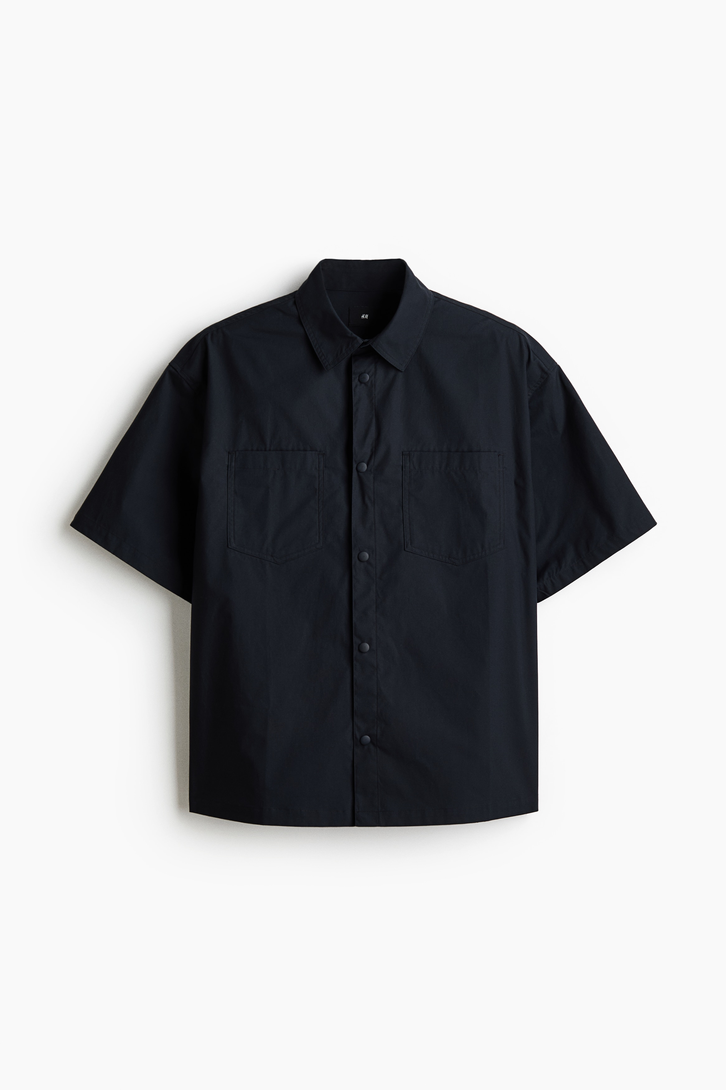 Loose Fit Short-sleeved cotton shirt - Black/Cream/Dusty green