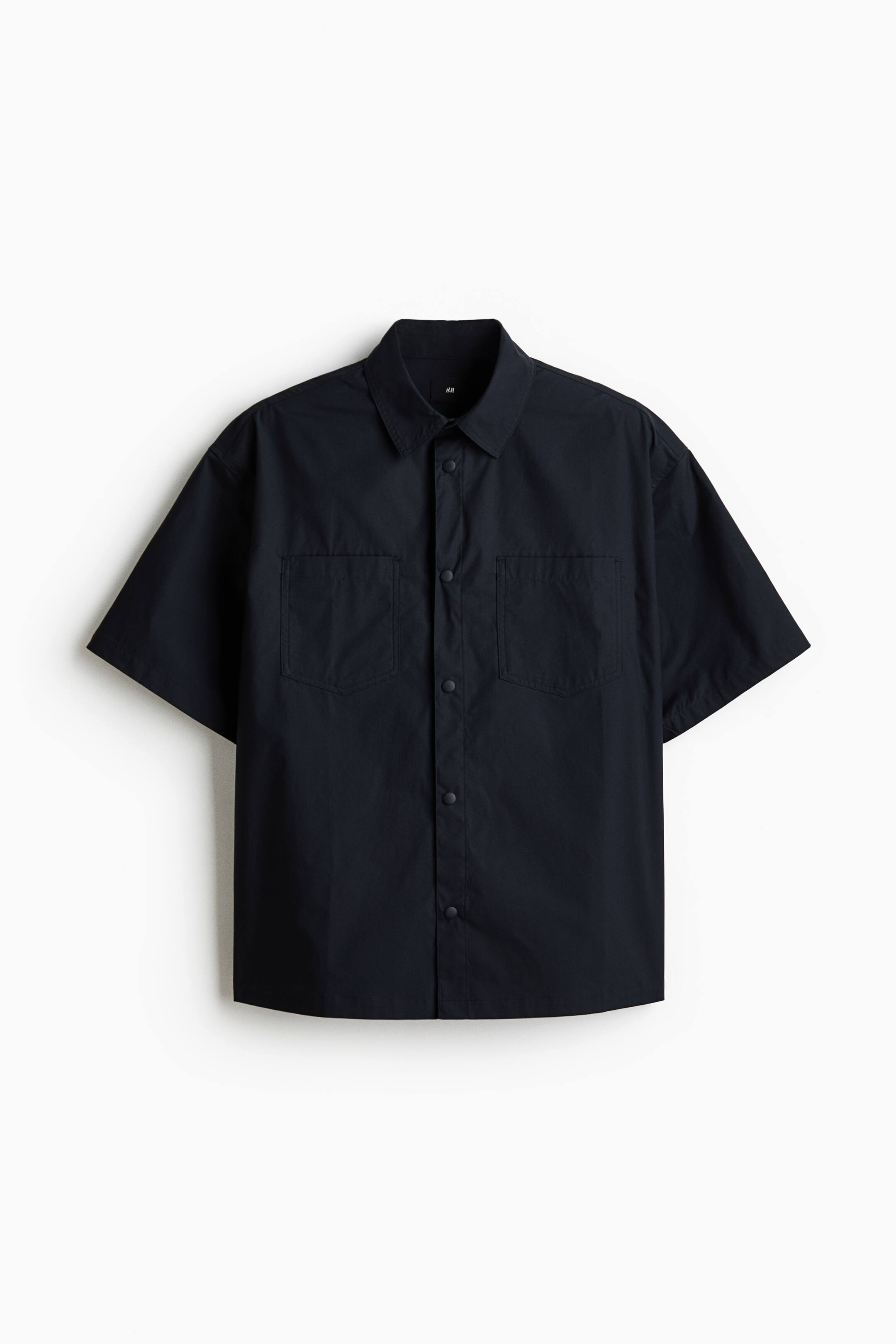 Xem ảnh lớn hơn: Loose Fit Short-sleeved cotton shirt - Màu đen - Men | H&M VN 5