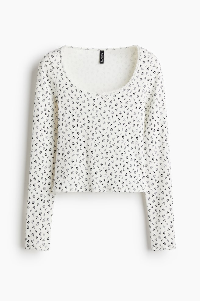 Ribbed Jersey Top - White/floral/Powder pink/White - 1
