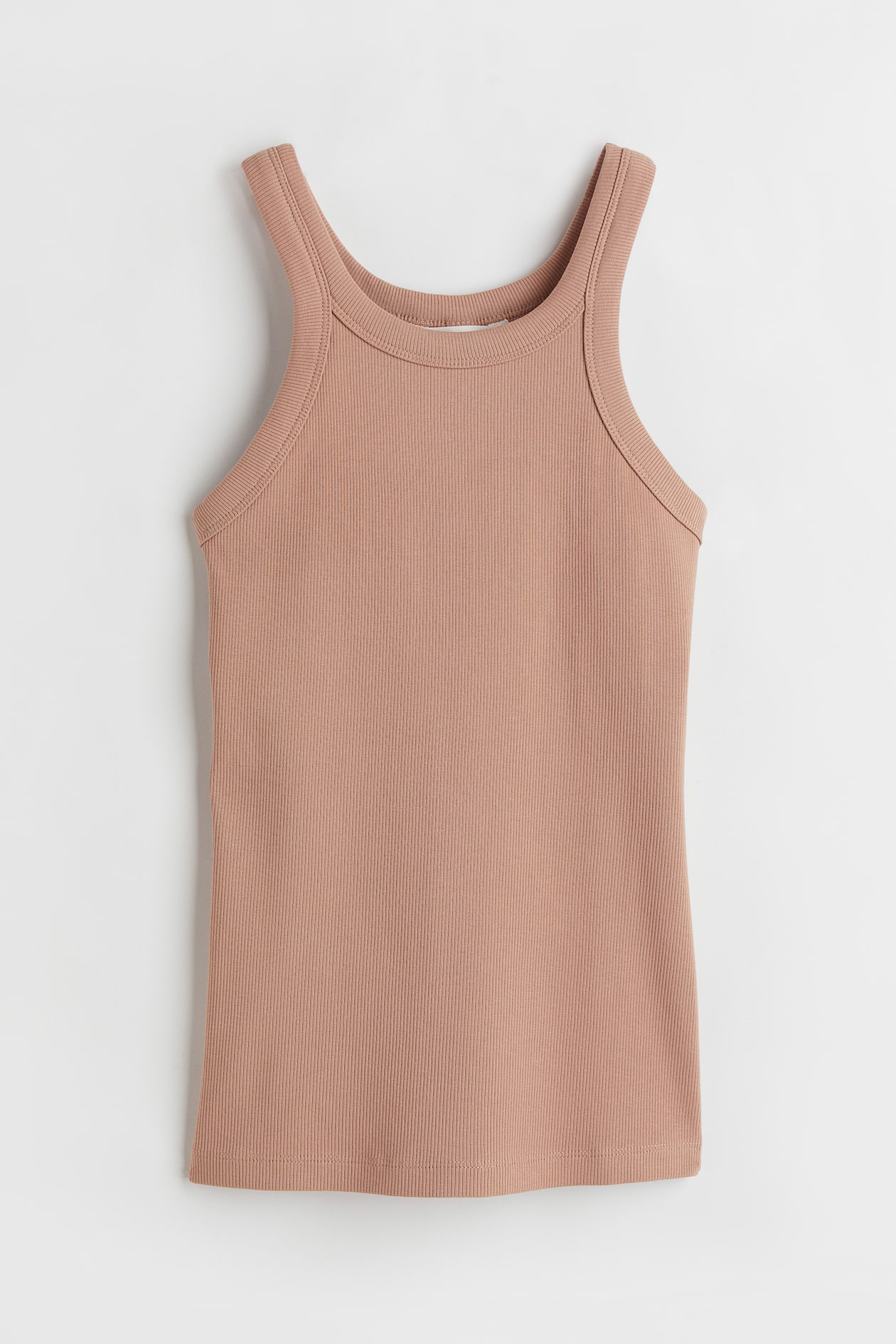 Ribbed Tank Top - Round Neck - Sleeveless - Powder beige - Ladies | H&M US