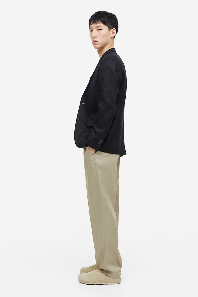 Pantaloni eleganti in lyocell Regular Fit - Beige/Marrone scuro - 4