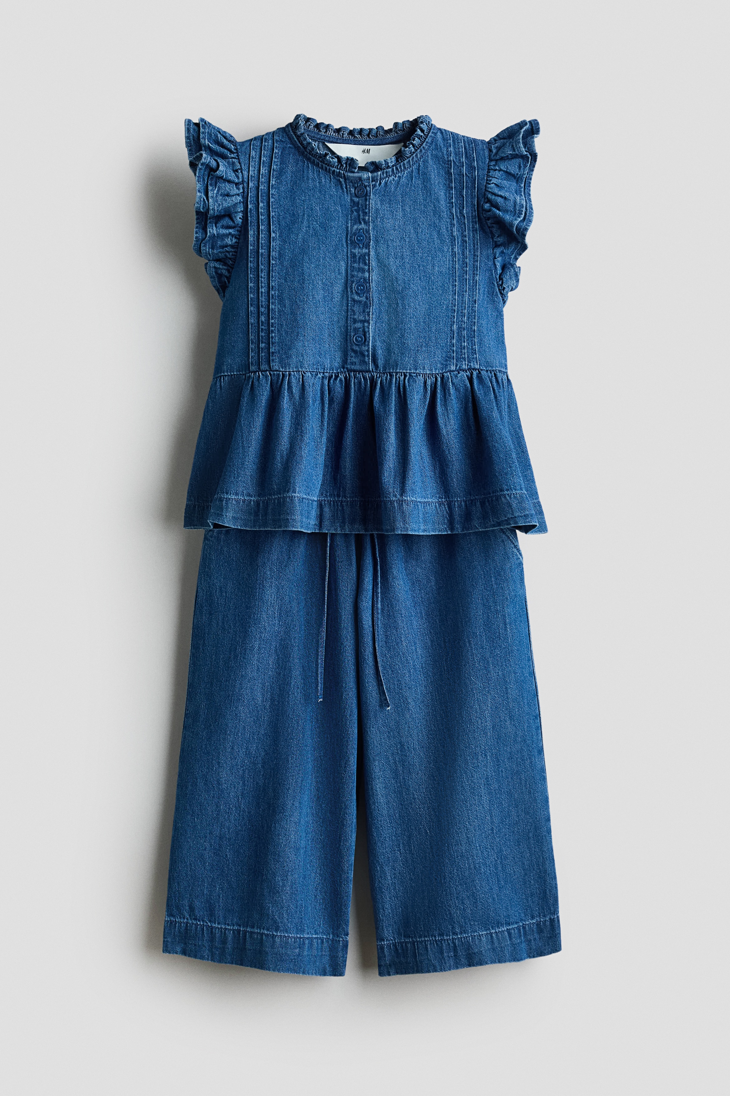 2-piece cotton denim set - Denim blue