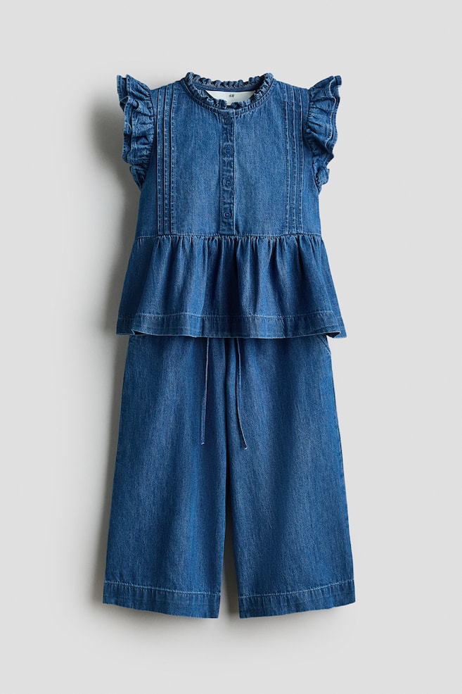 2-Piece Cotton Denim Set - Denim blue - 1