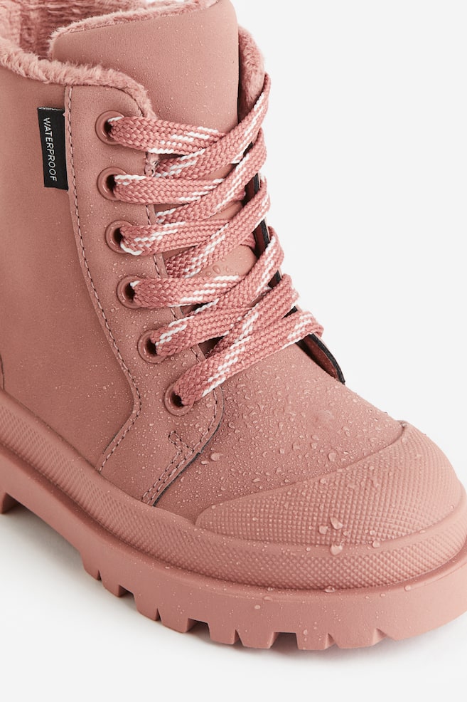 Waterproof lace-up boots - Pink/Dark brown - 3
