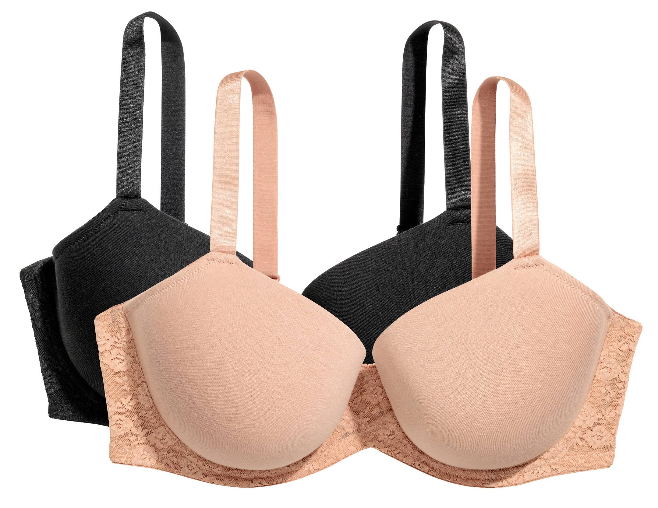 Größeres Bild ansehen: H&M+ 2-Pack Wattierte Baumwoll-BHs - Sand/Schwarz - Ladies | H&M DE 1